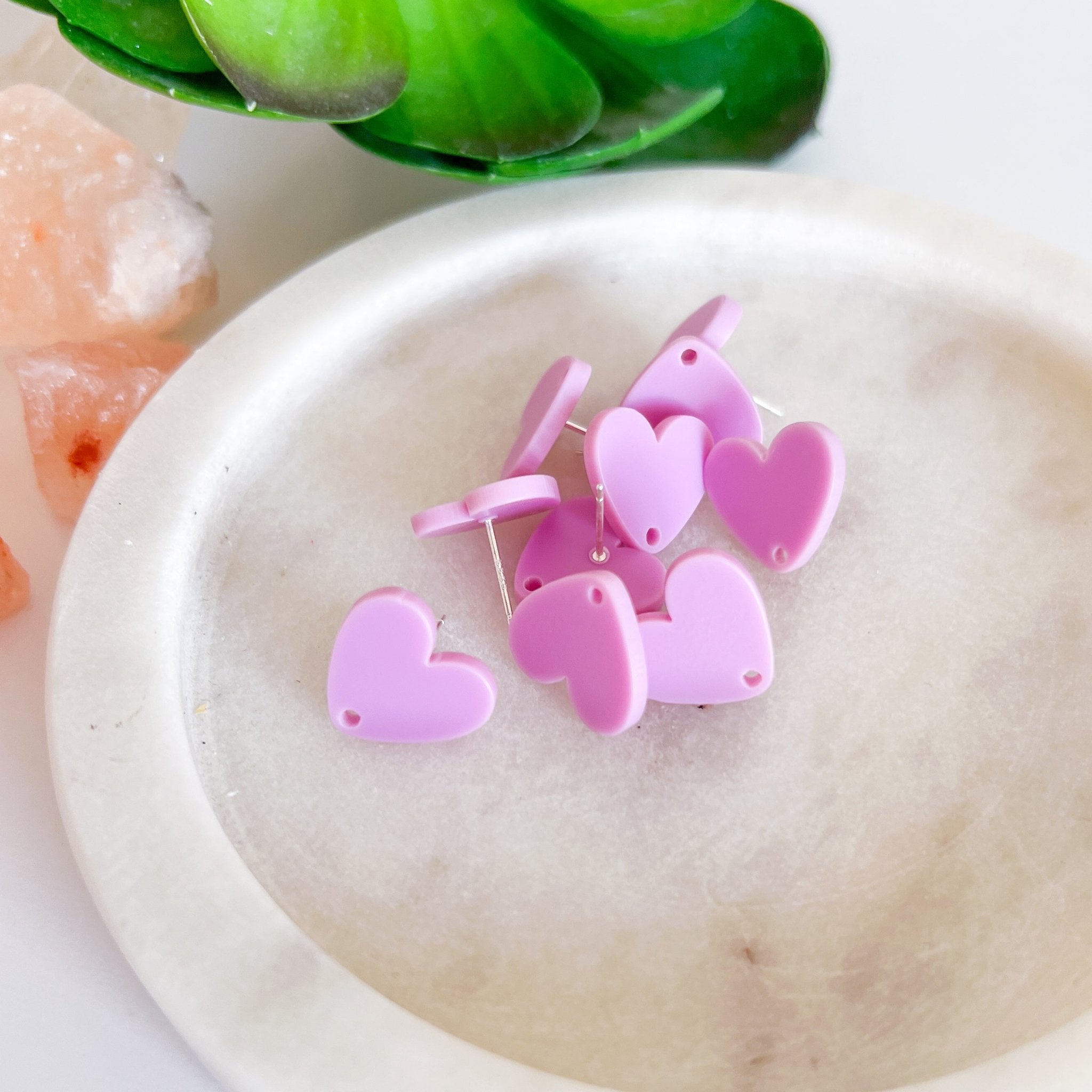 Heart Acrylic Earring Posts - Choose Colour (10pc) - Kit & Co.ToolsDusty Pink