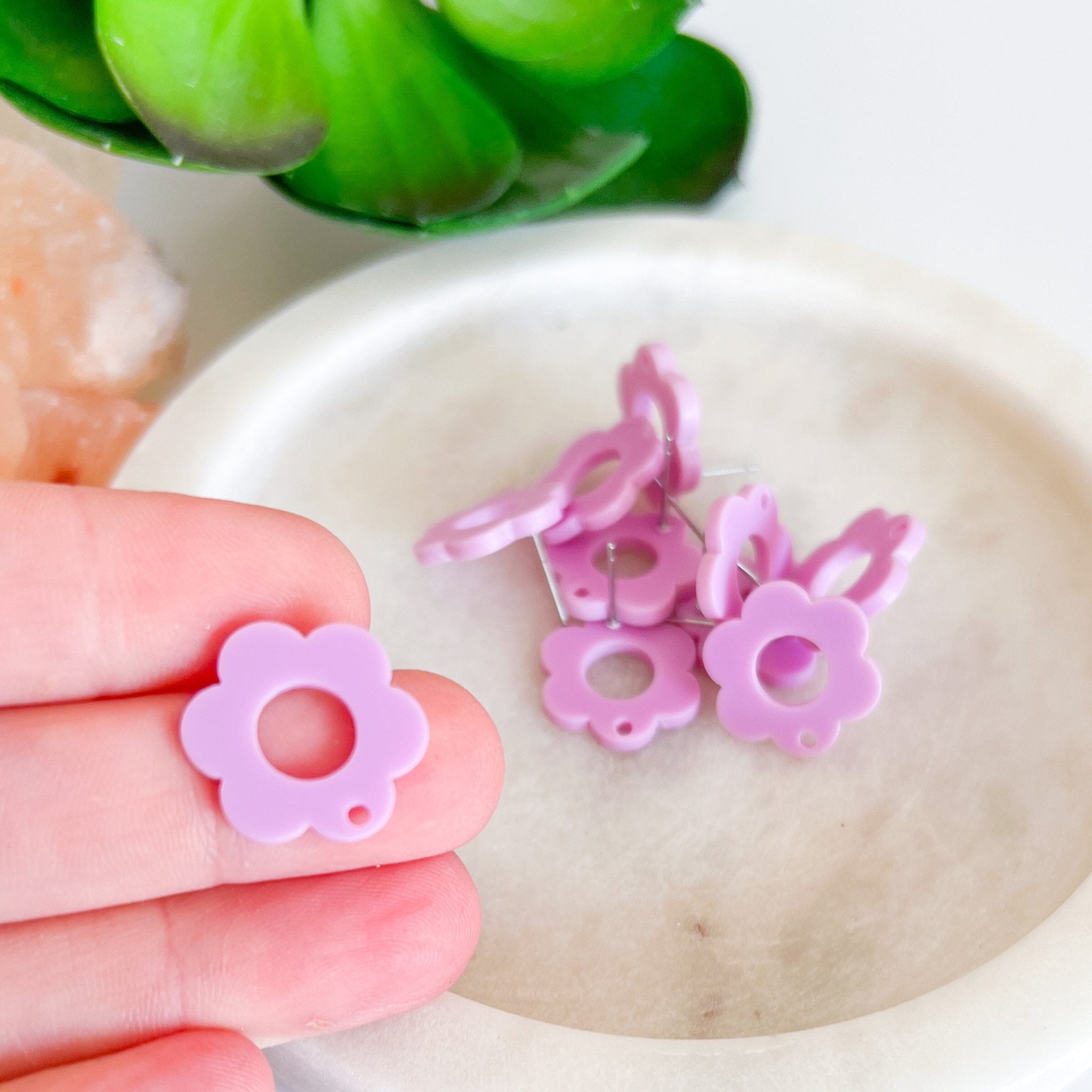 Flower Acrylic Earring Posts - Choose Colour (10 pack) - Kit & Co.ToolsLilac