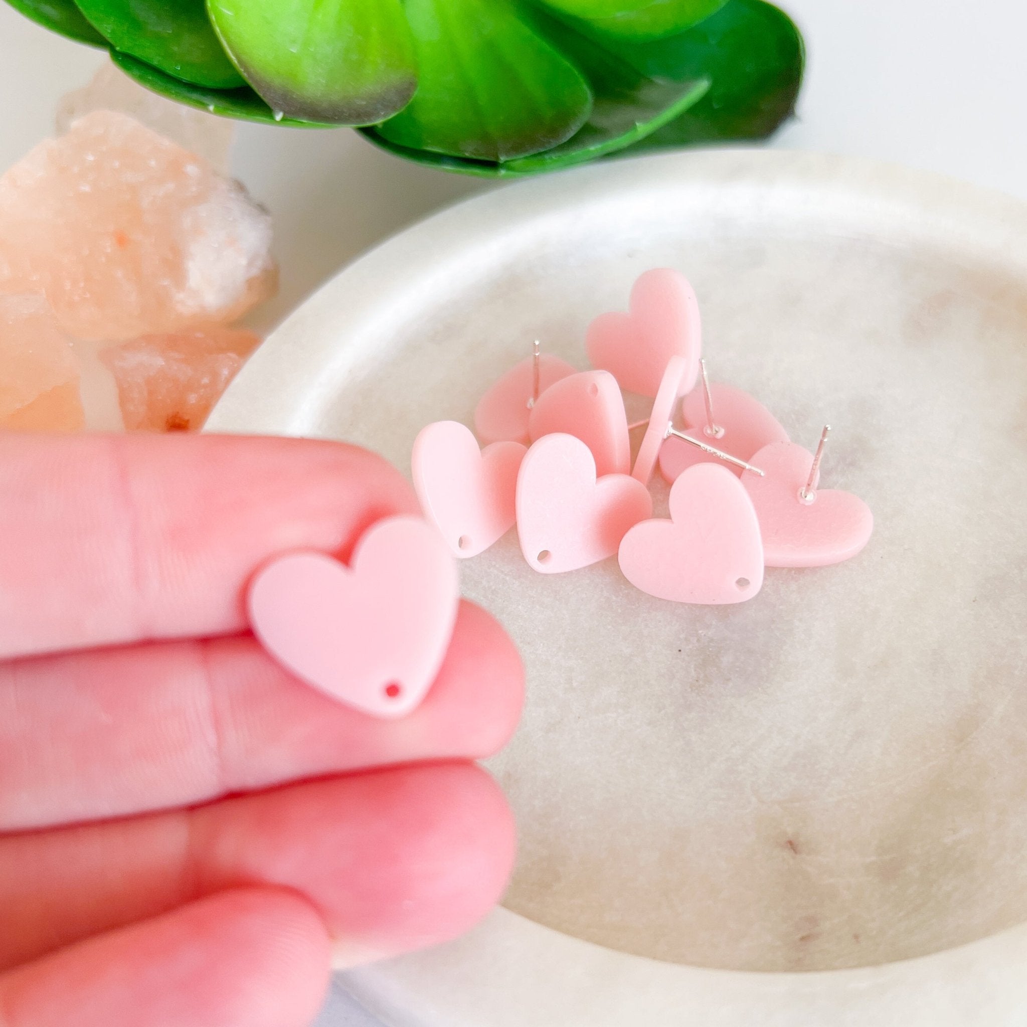 Heart Acrylic Earring Posts - Choose Colour (10pc) - Kit & Co.ToolsBaby Pink