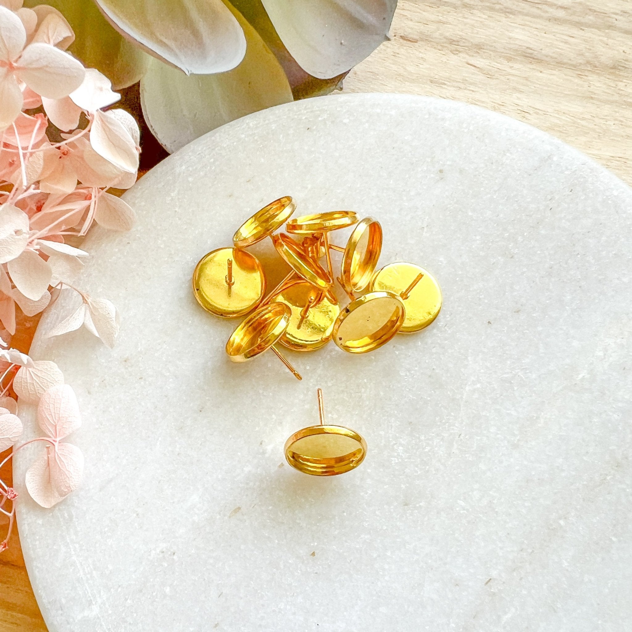 12mm Cabochon - Surgical Stainless Steel 10pcs - Kit & Co.Rich Gold