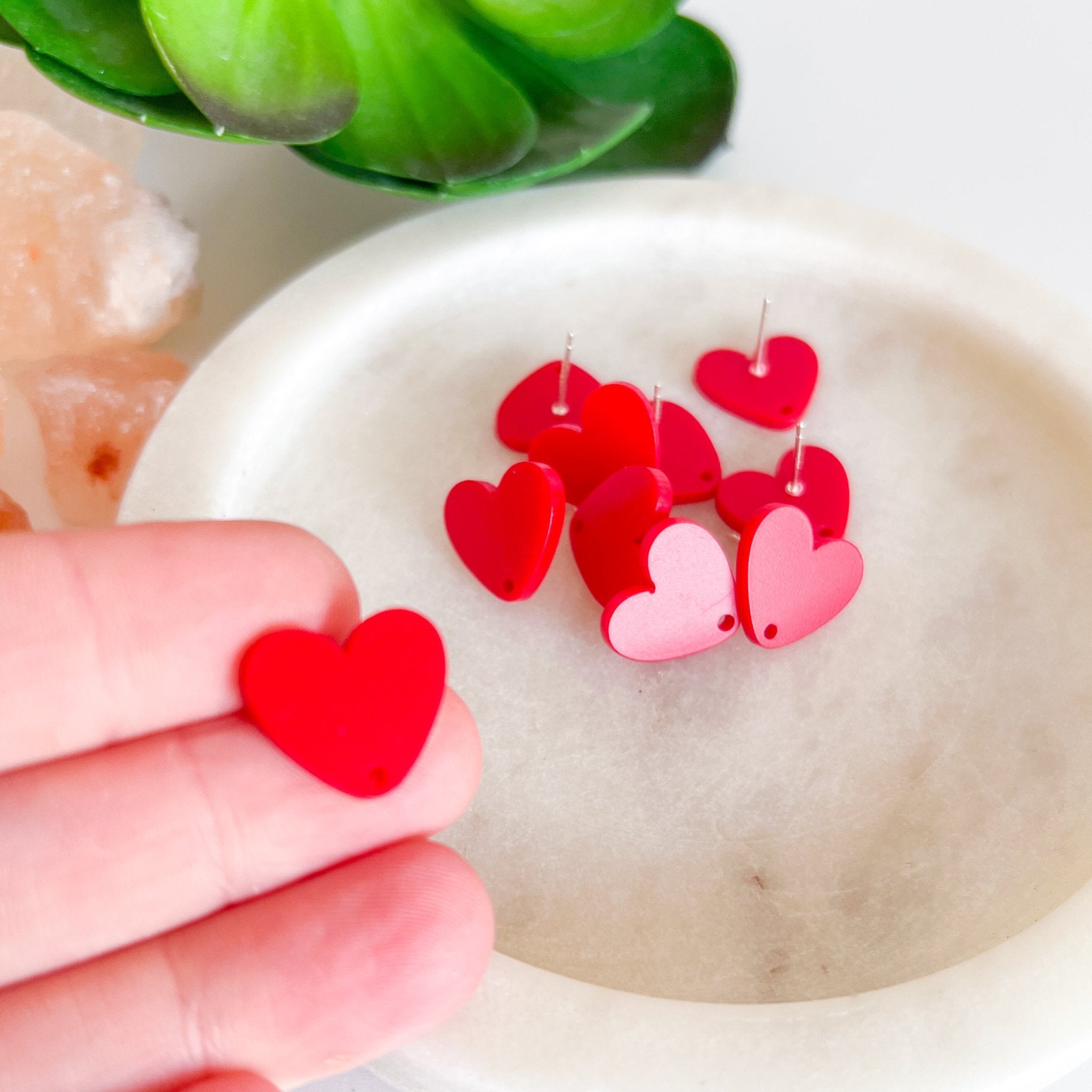 Heart Acrylic Earring Posts - Choose Colour (10pc) - Kit & Co.ToolsRed