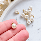 Small Round Faux Pearl Charm - 8mm - Kit & Co.Jewelry Findings