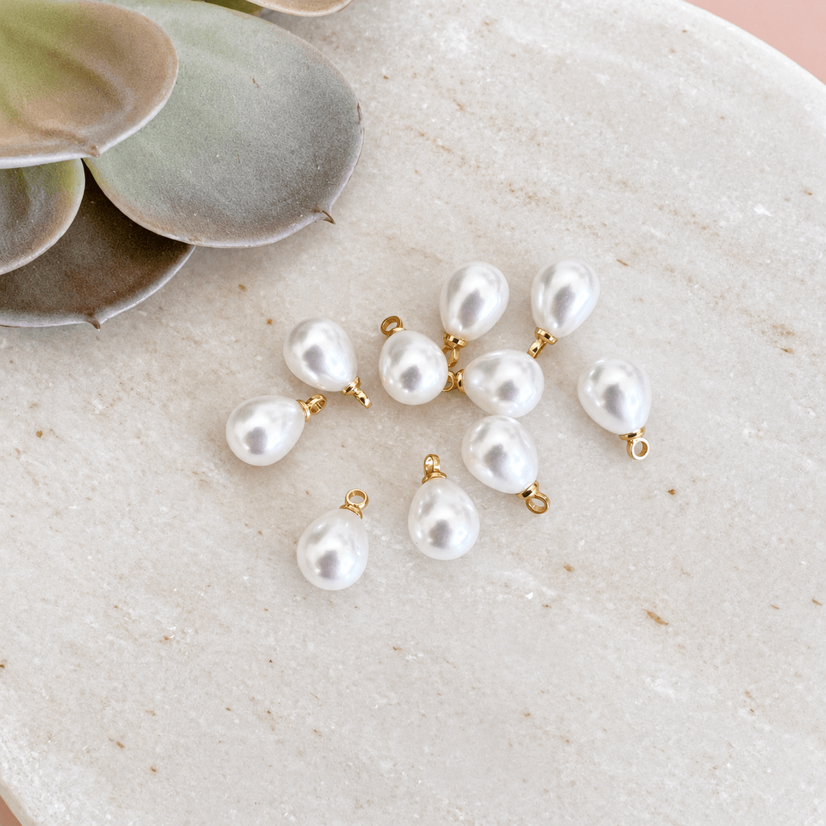 Faux Pearl Teardrop Charm 1 (10pc) - Kit & Co.Jewelry Findings