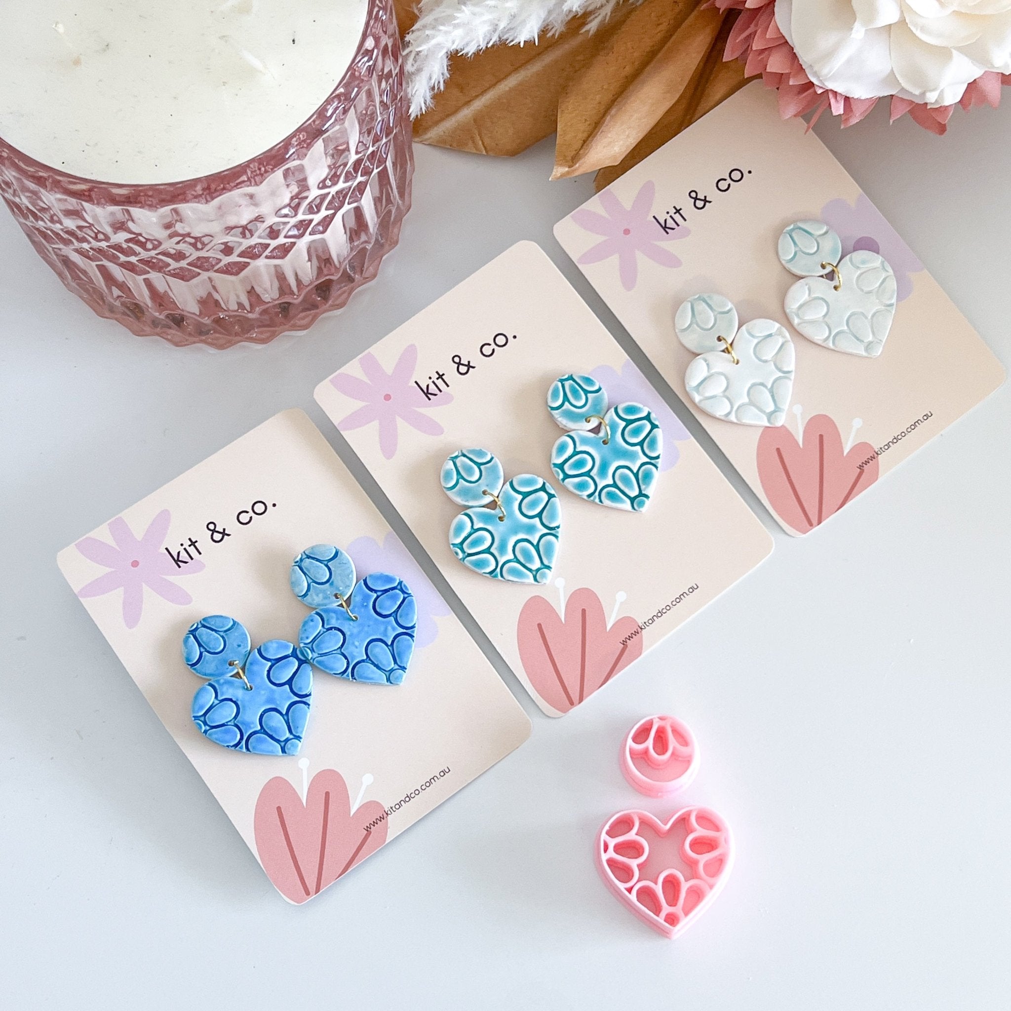"Daisy Heart" Clay Cutter Set (2pc) NEW! - Kit & Co.Cutter