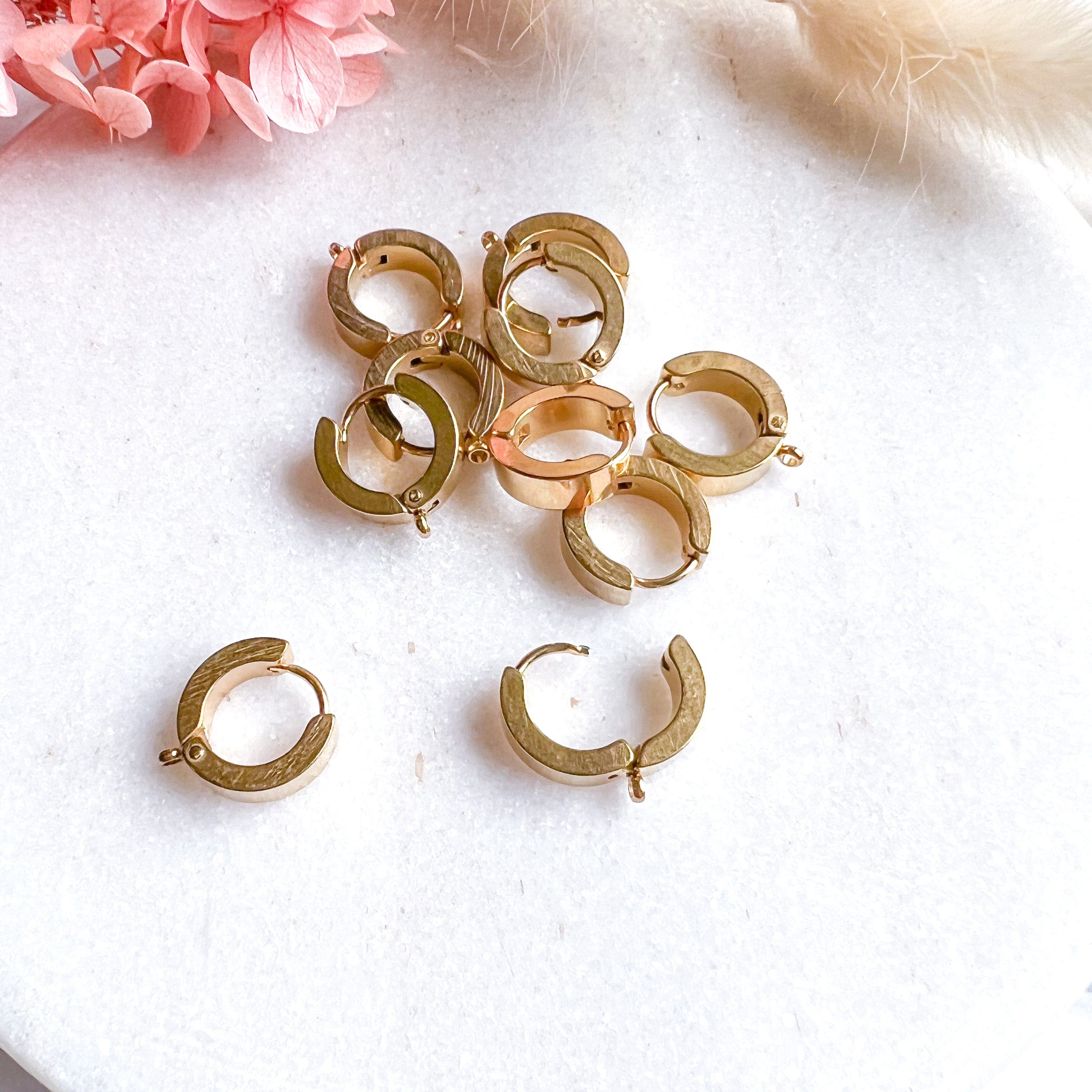 kitandco.com.au Cat Supplies Stainless Steel Huggie Hoops - 10pcs Gold