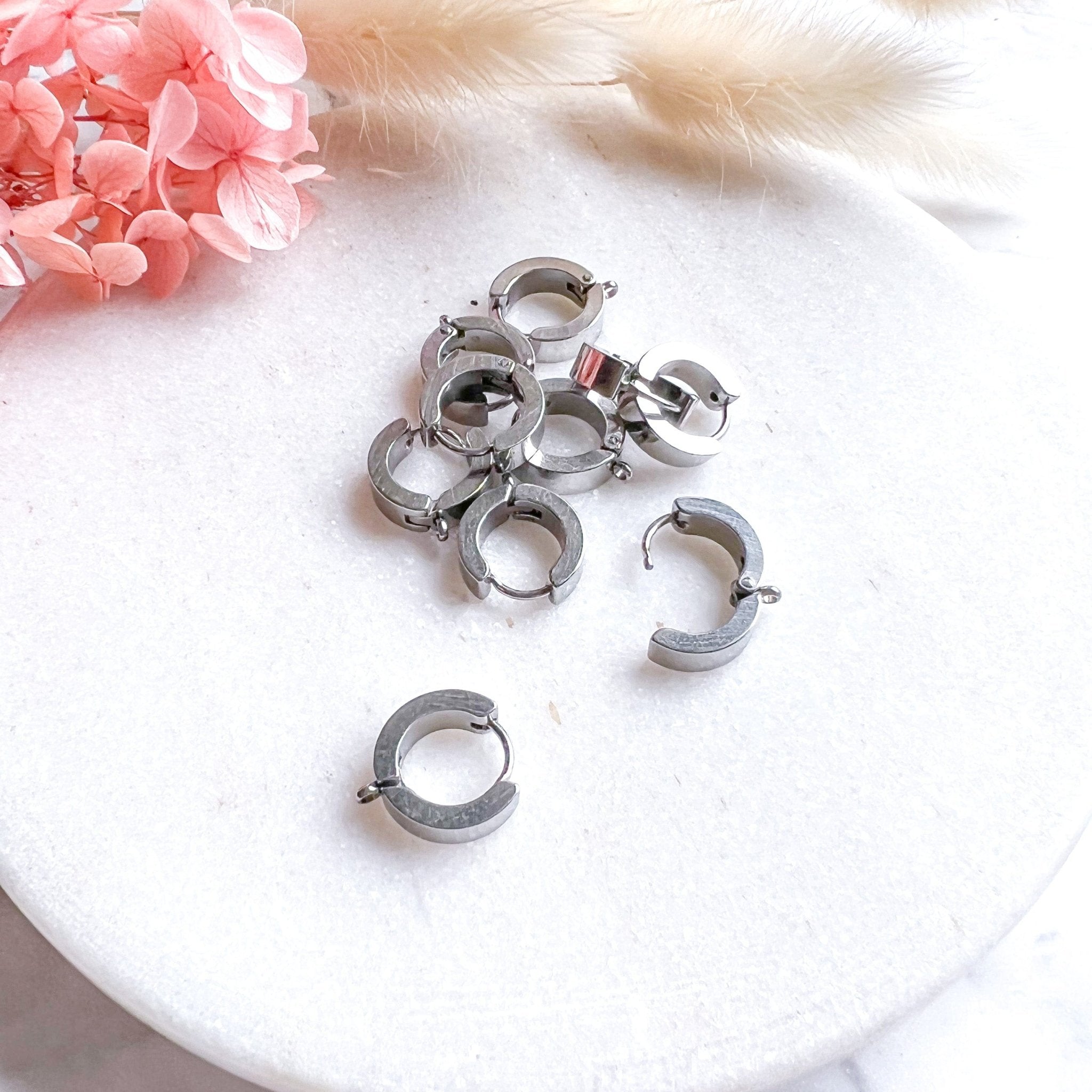 Stainless Steel Huggie Hoops - 10pcs Silver - Kit & Co.Cat Supplies
