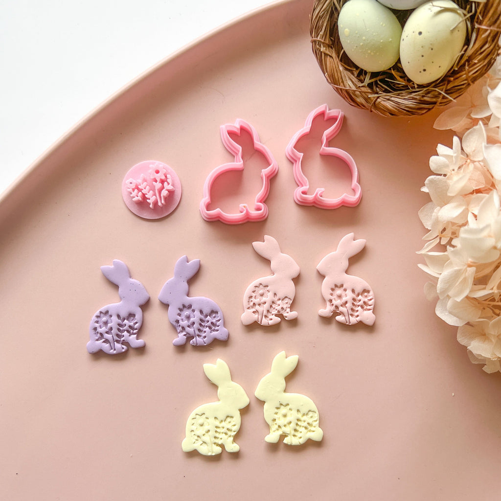 kitandco.com.au Cutter Floral Bunny Cutter & Stamp Set (3pc)