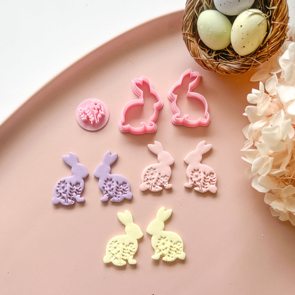 kitandco.com.au Cutter Floral Bunny Cutter & Stamp Set (3pc)