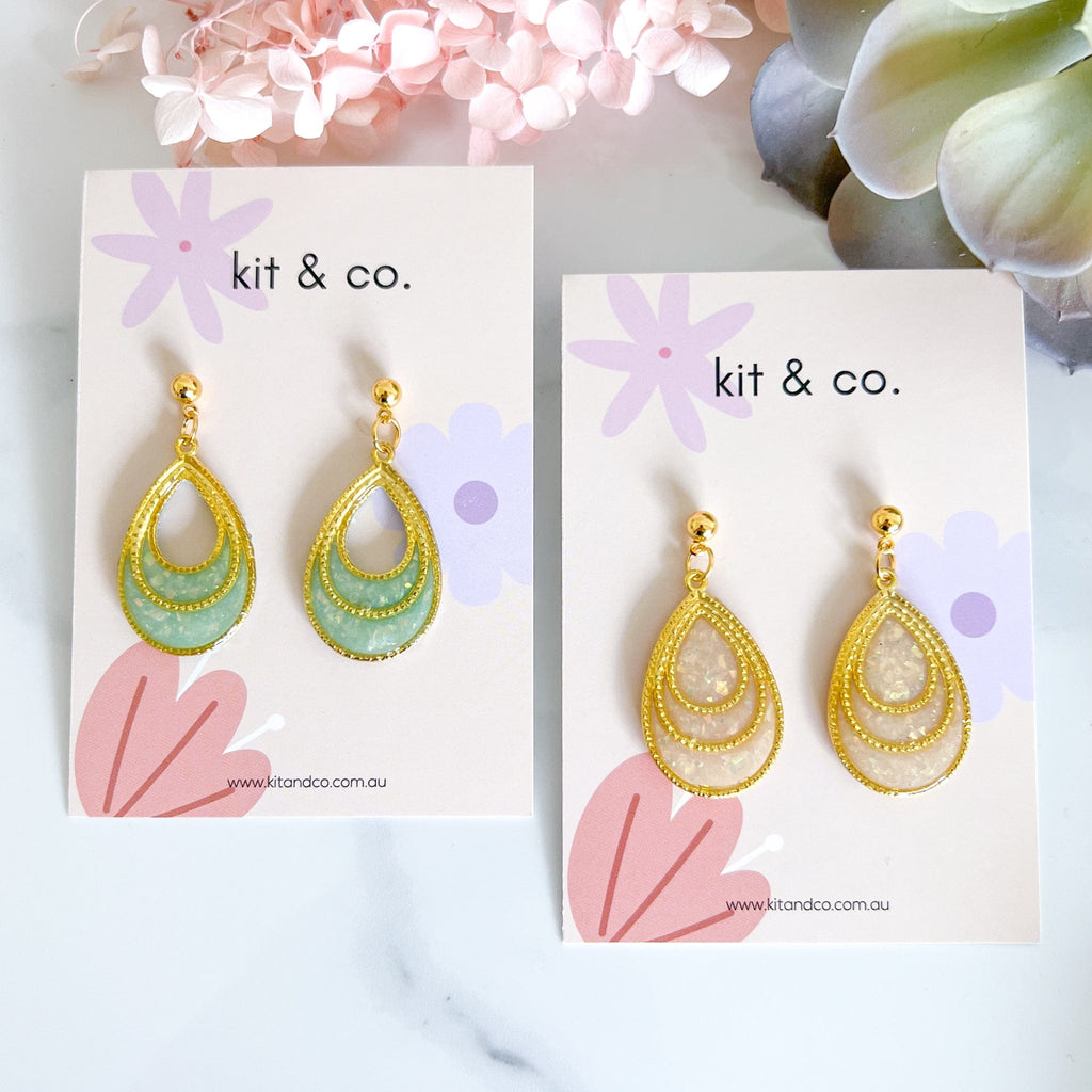 kitandco.com.au Earrings "Ayla" Dangles - Aqua