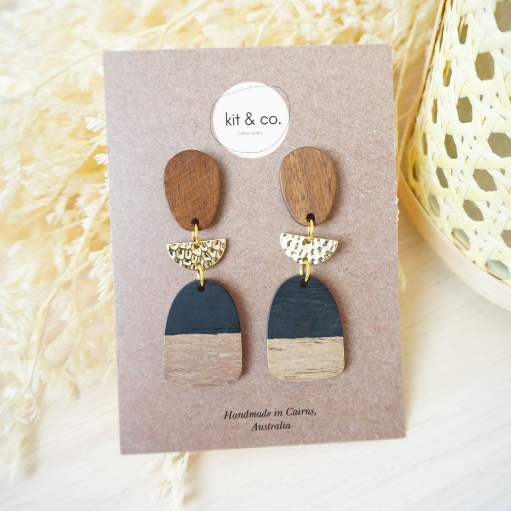 kitandco.com.au Earrings "Delilah" - Black/Wood