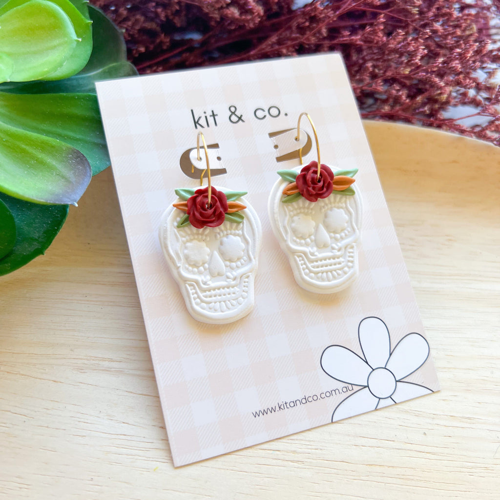 kitandco.com.au Earrings Floral Sugar Skull