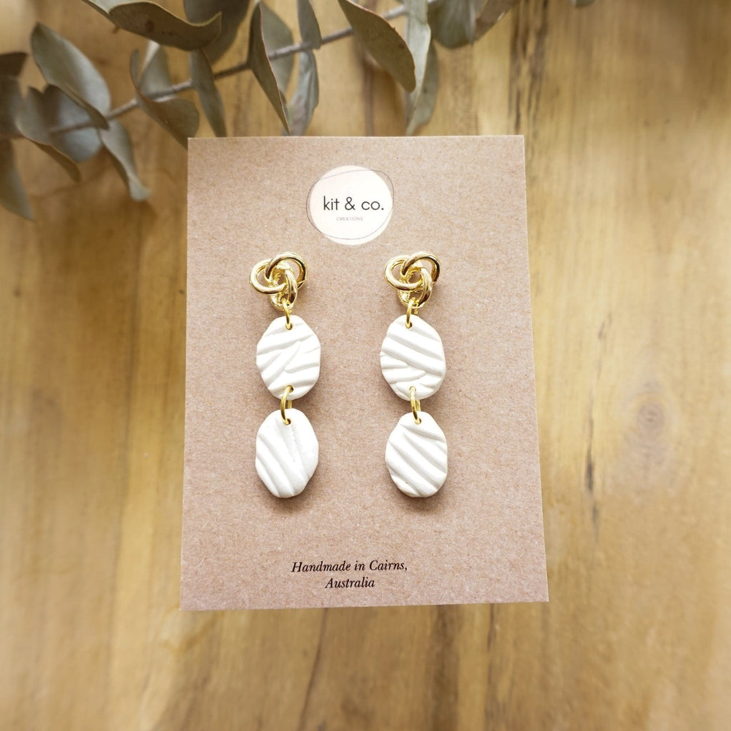 kitandco.com.au Earrings "Knots & Drops" - Pearl White