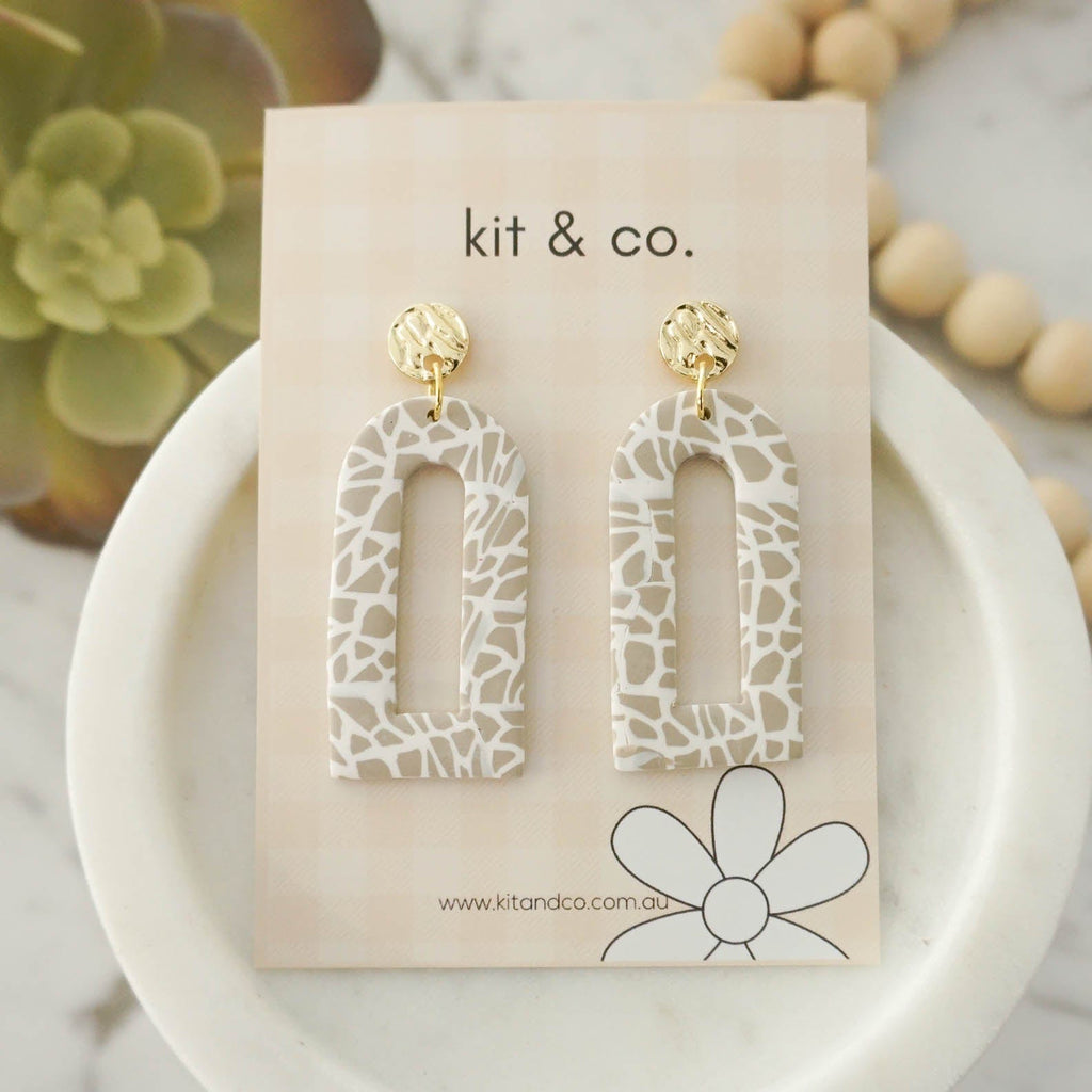 kitandco.com.au Earrings "Leylani" - Taupe & White