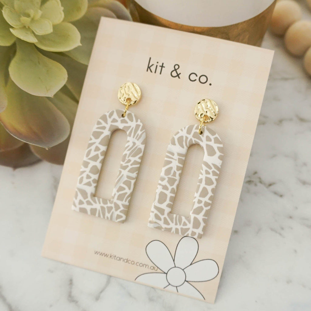 kitandco.com.au Earrings "Leylani" - Taupe & White