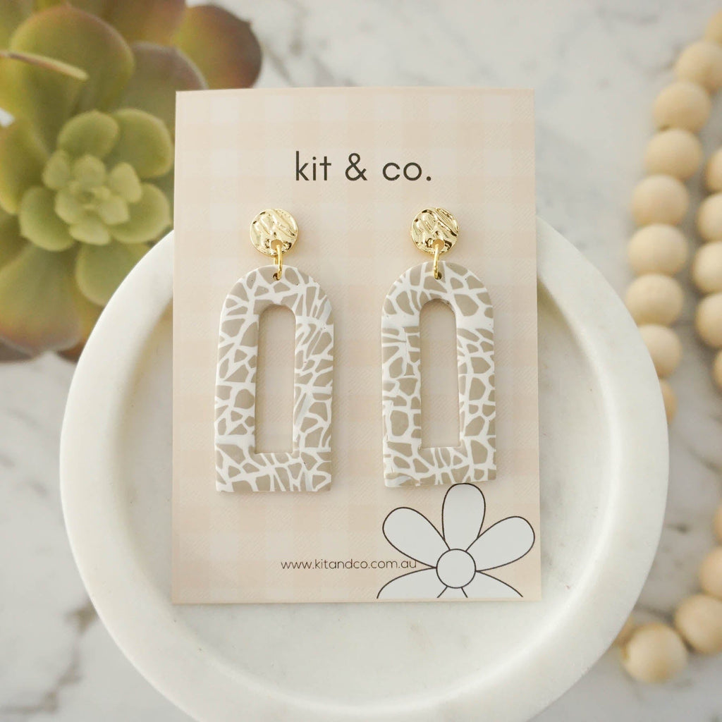 kitandco.com.au Earrings "Leylani" - Taupe & White