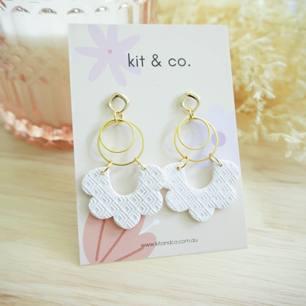 kitandco.com.au Earrings Speckled White "Miss Melody" - Choose Colour
