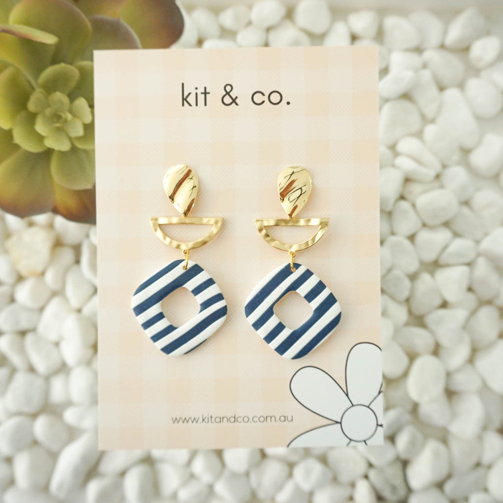 kitandco.com.au Earrings "Navy Stripes" - Statenebt Earrings