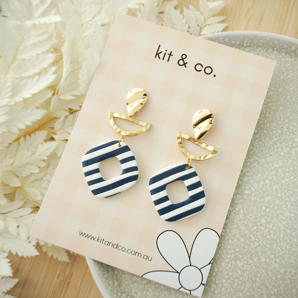 kitandco.com.au Earrings "Navy Stripes" - Statenebt Earrings