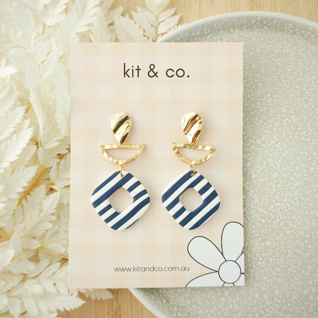 kitandco.com.au Earrings "Navy Stripes" - Statenebt Earrings