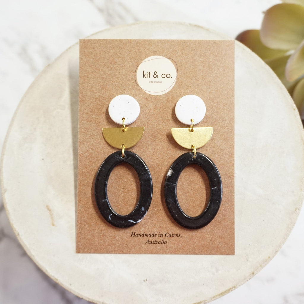 kitandco.com.au Earrings The Sandra - Black