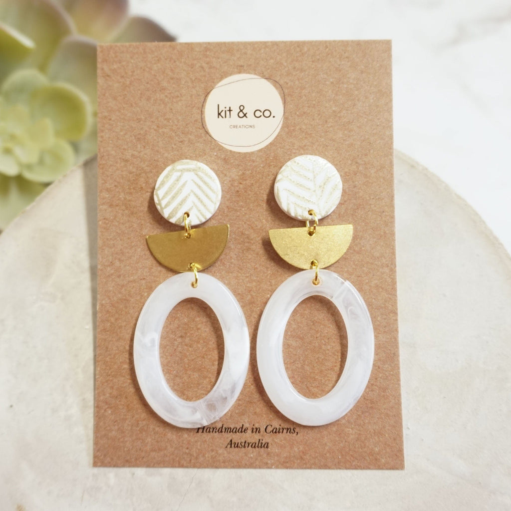 kitandco.com.au Earrings The Sandra - White