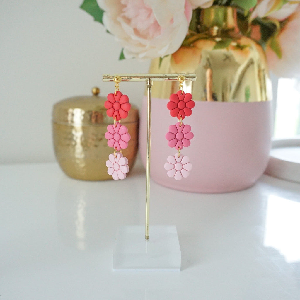 kitandco.com.au Earrings "Triple Daisy" - Sorbet