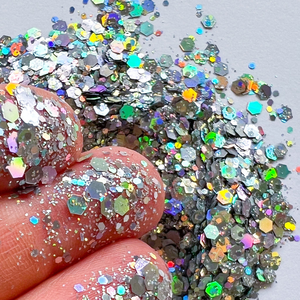 kitandco.com.au Glitter Silver - Holographic Chunky Glitter