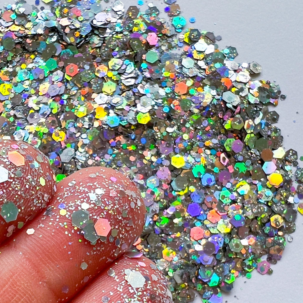 kitandco.com.au Glitter Silver - Holographic Chunky Glitter