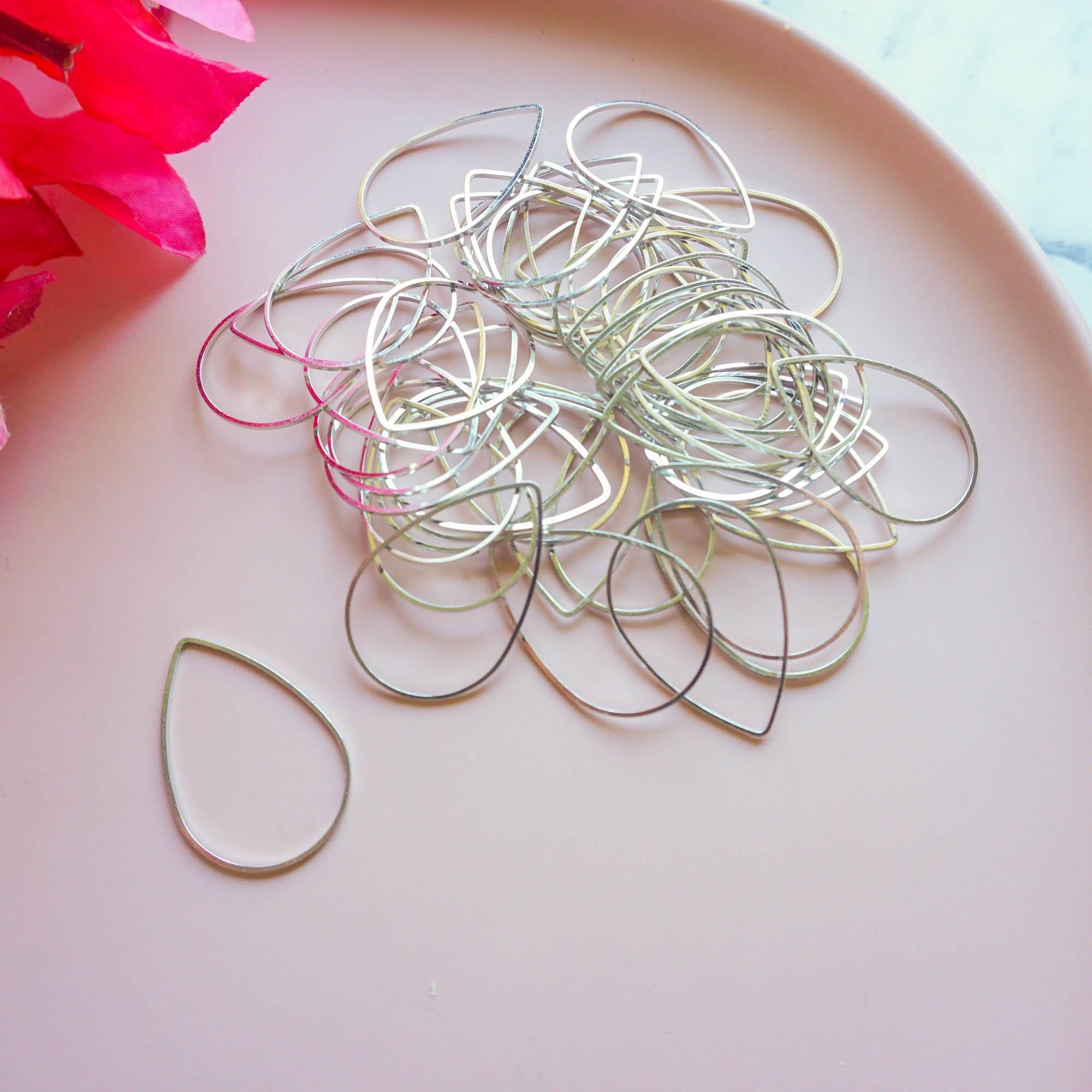 kitandco.com.au Silver Large Teardrop Connector (50 pcs) Choose Colour