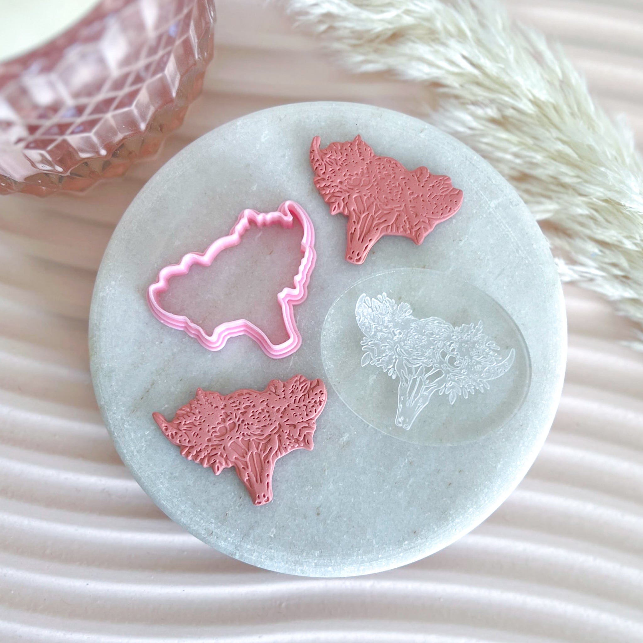 kitandco.com.au Stamp Floral Skull - Texture & Cutter Set