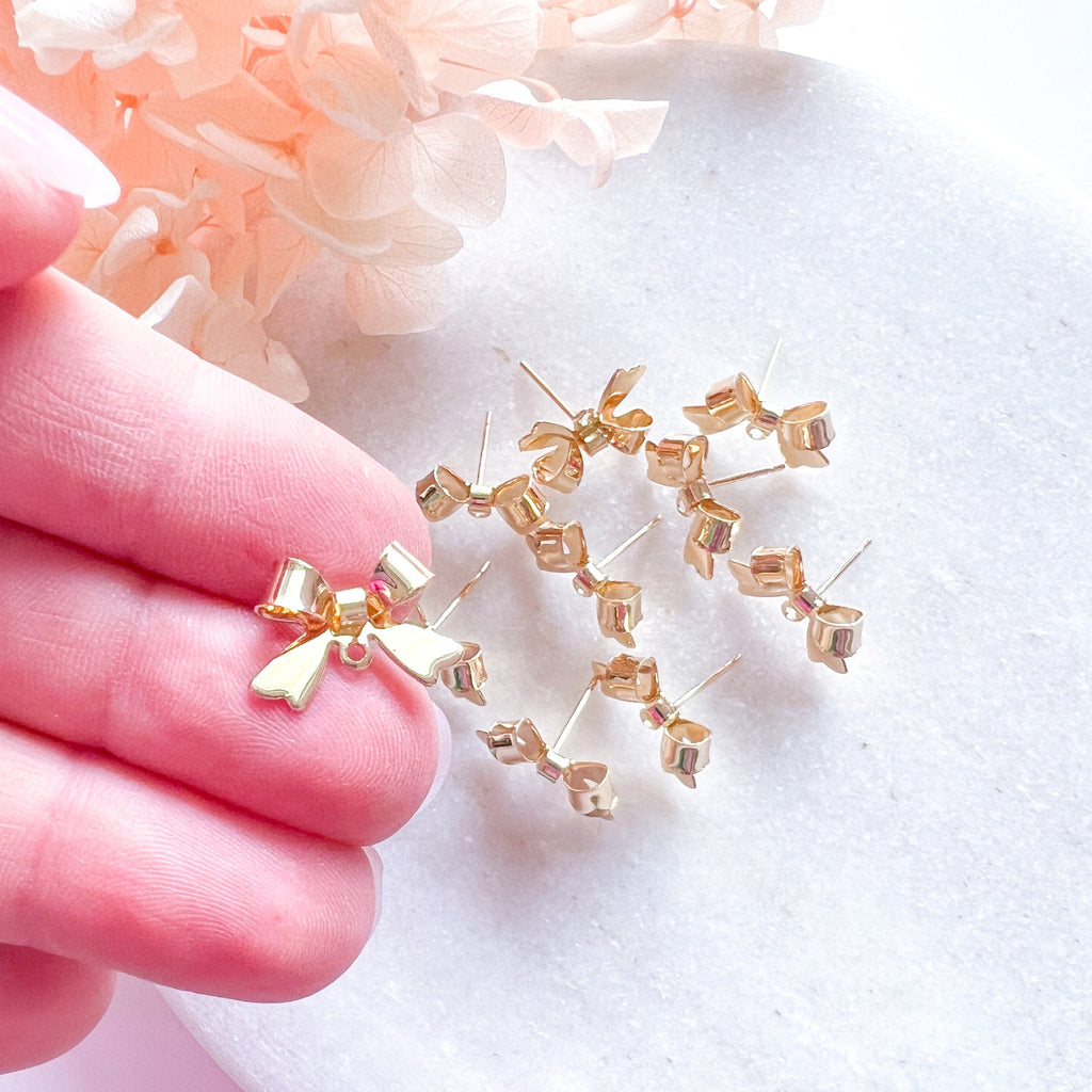 kitandco.com.au Tools “Bow #3” - Earring Posts (10 pcs) Gold