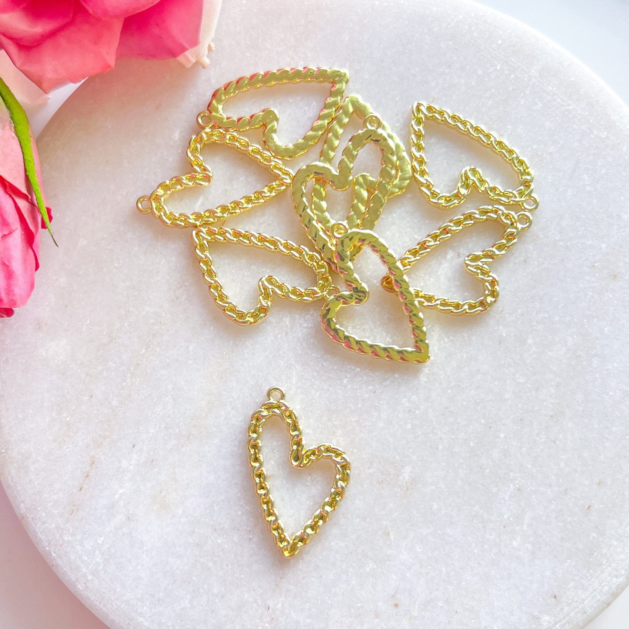 kitandco.com.au Tools Chained Heart Charm - 10 pcs