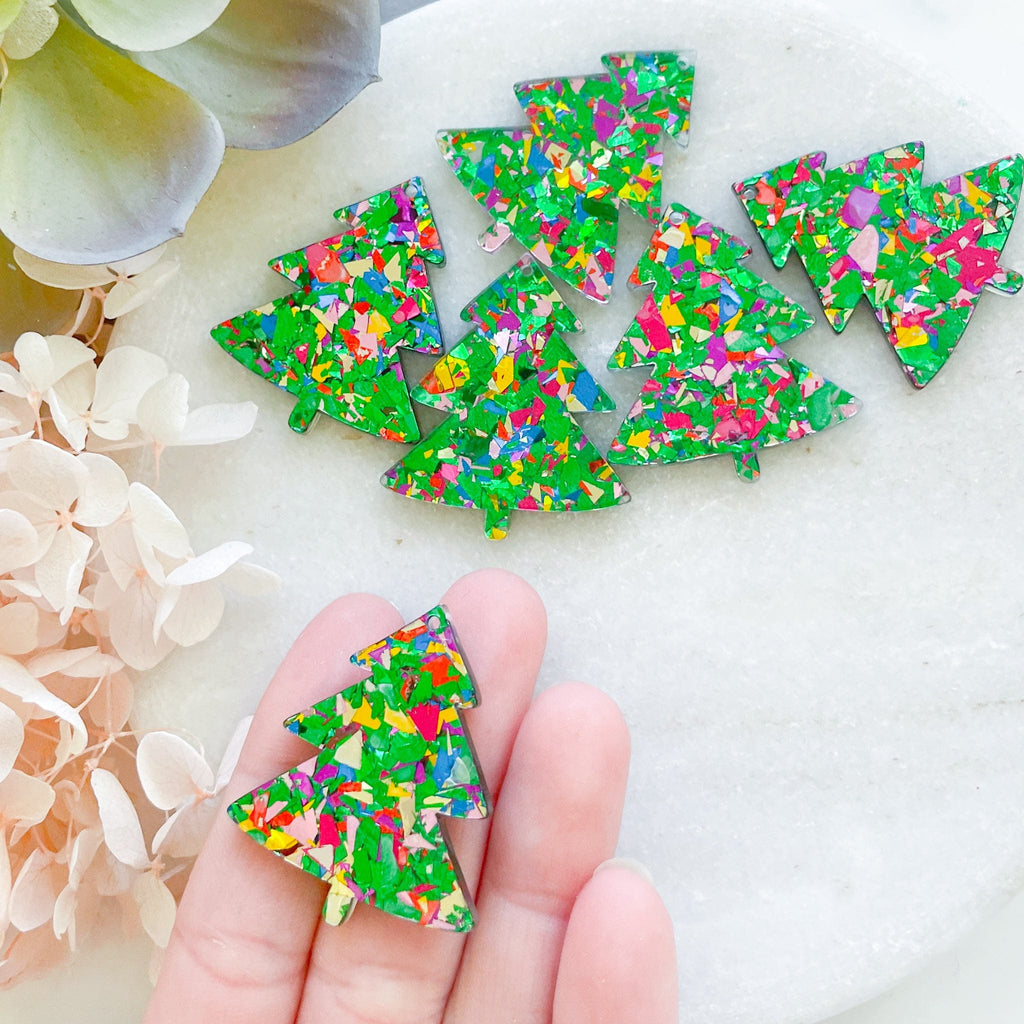 kitandco.com.au Tools "Christmas Tree" Chunky Glitter Acrylic Charm