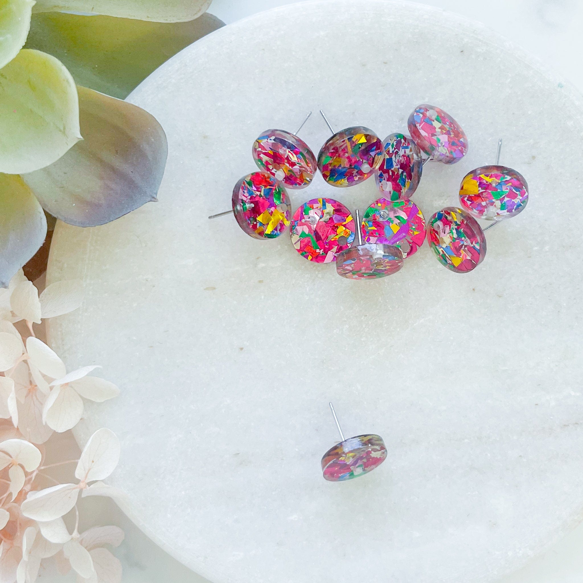 kitandco.com.au Tools Chunky Glitter Circle Posts - Hot Pink (10 pcs)