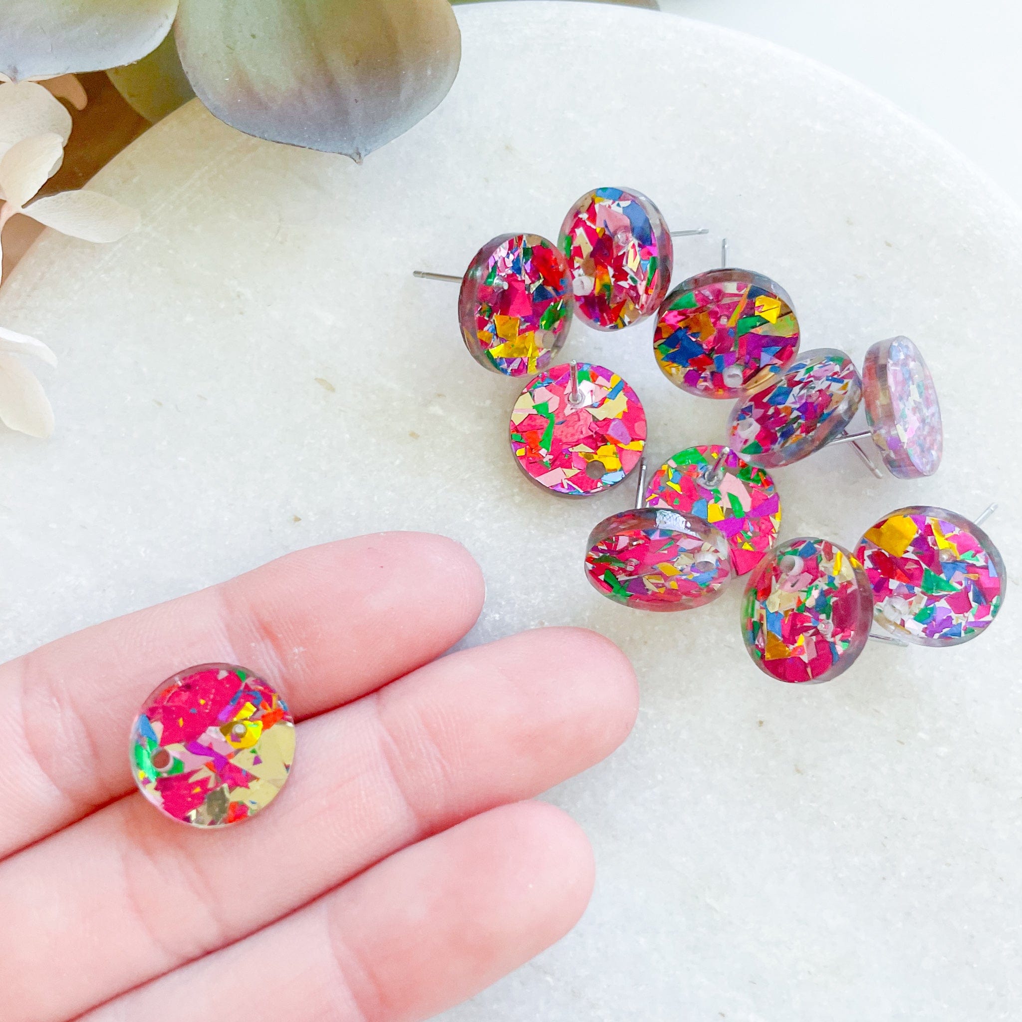 kitandco.com.au Tools Chunky Glitter Circle Posts - Hot Pink (10 pcs)