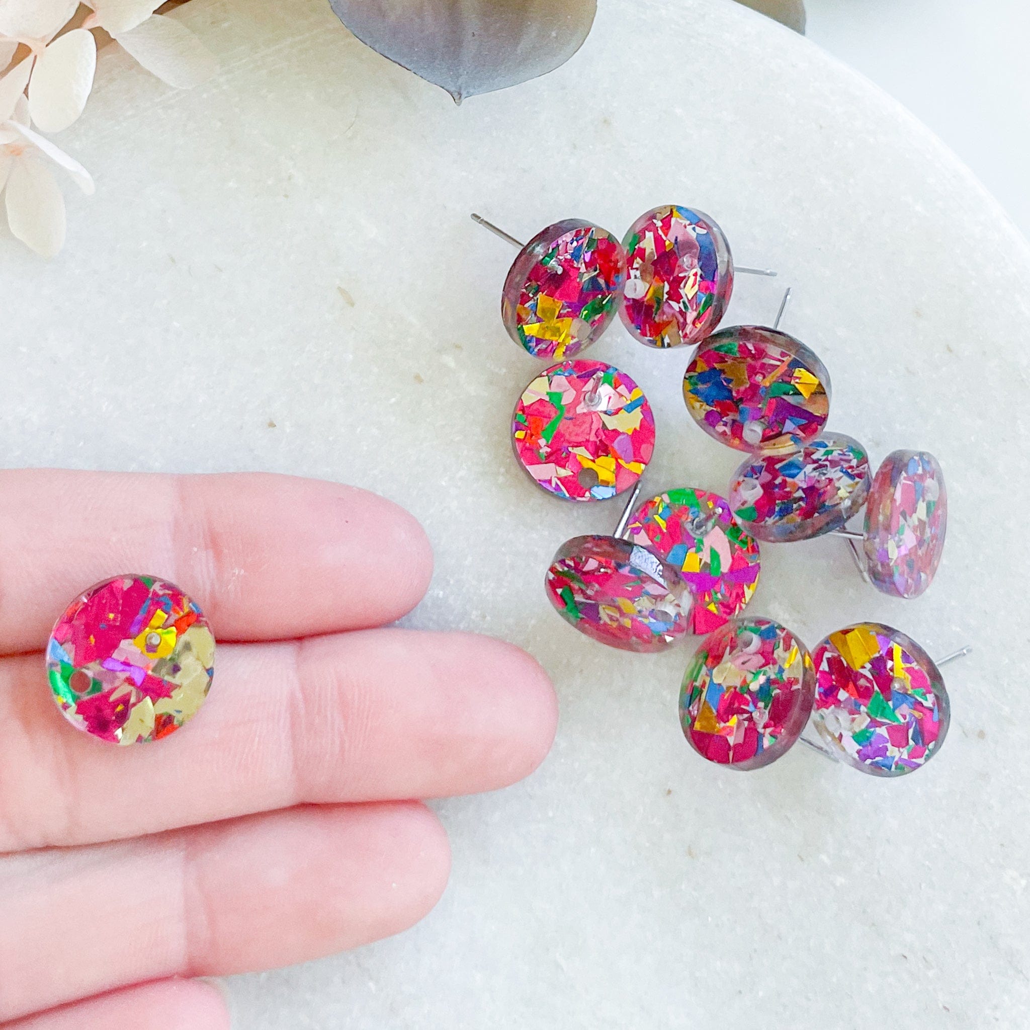 kitandco.com.au Tools Chunky Glitter Circle Posts - Hot Pink (10 pcs)