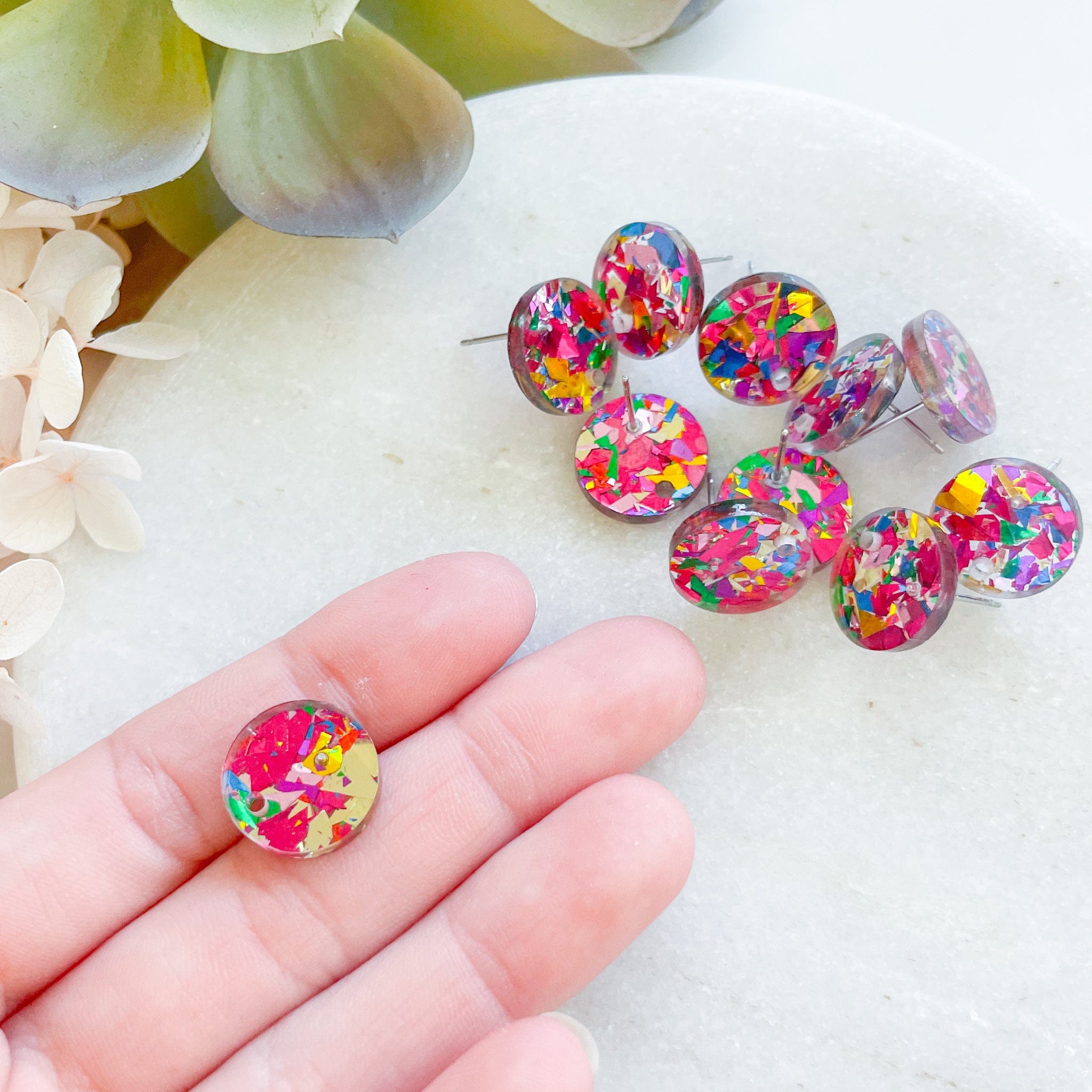 kitandco.com.au Tools Chunky Glitter Circle Posts - Hot Pink (10 pcs)