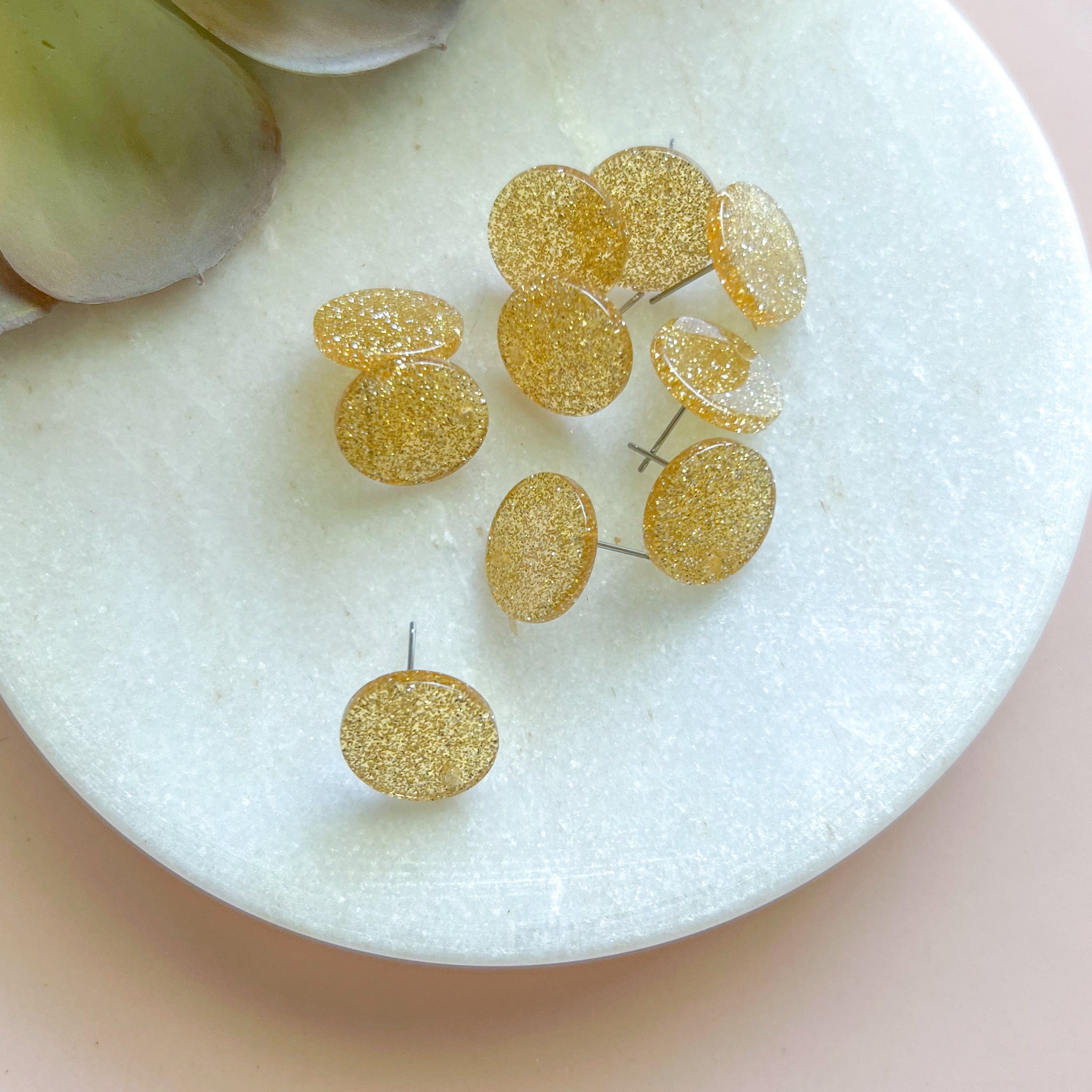 kitandco.com.au Tools Circle Acrylic Post - Champagne Glitter (10 pcs)