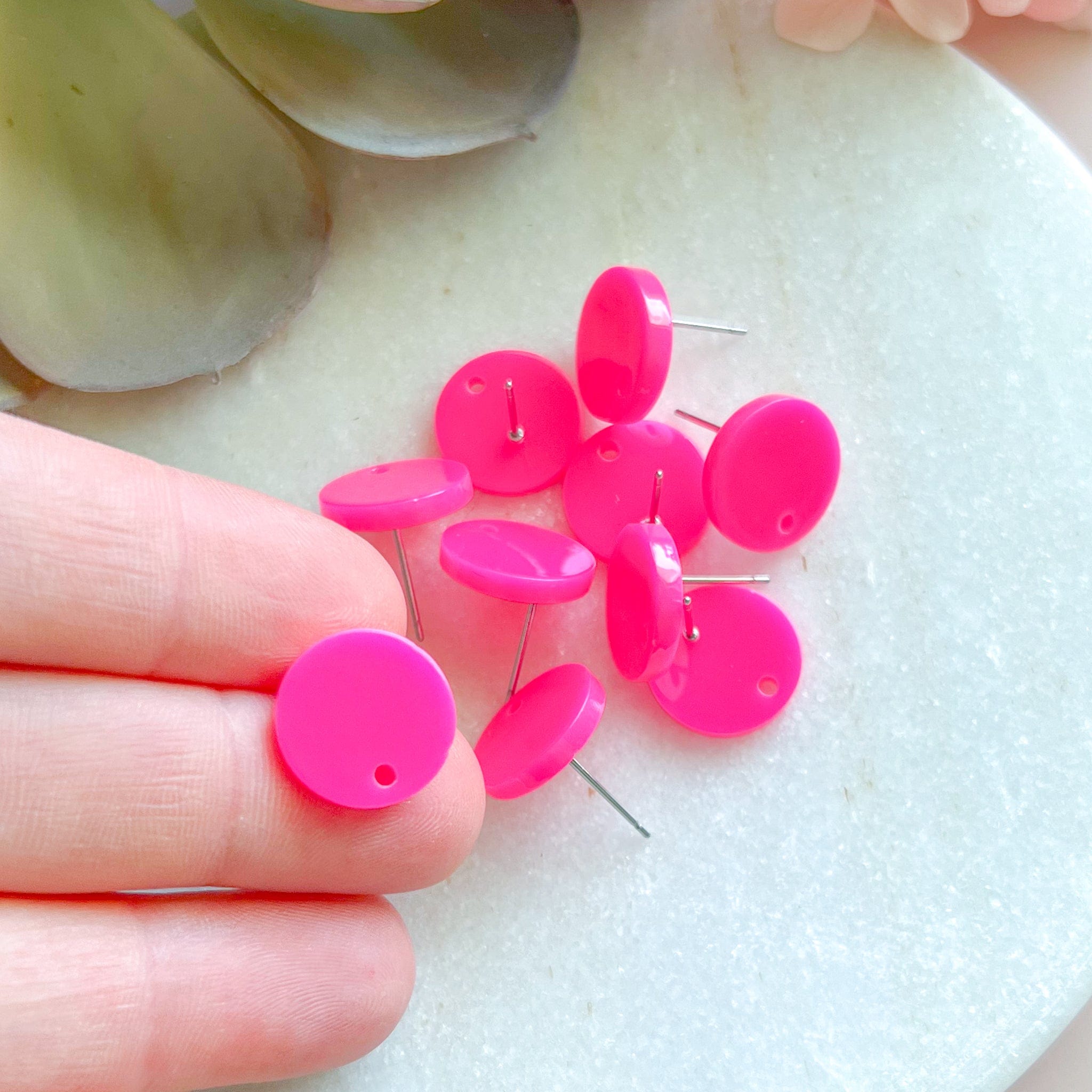 kitandco.com.au Tools Circle Acrylic Post - Fluro Pink (10 pcs)