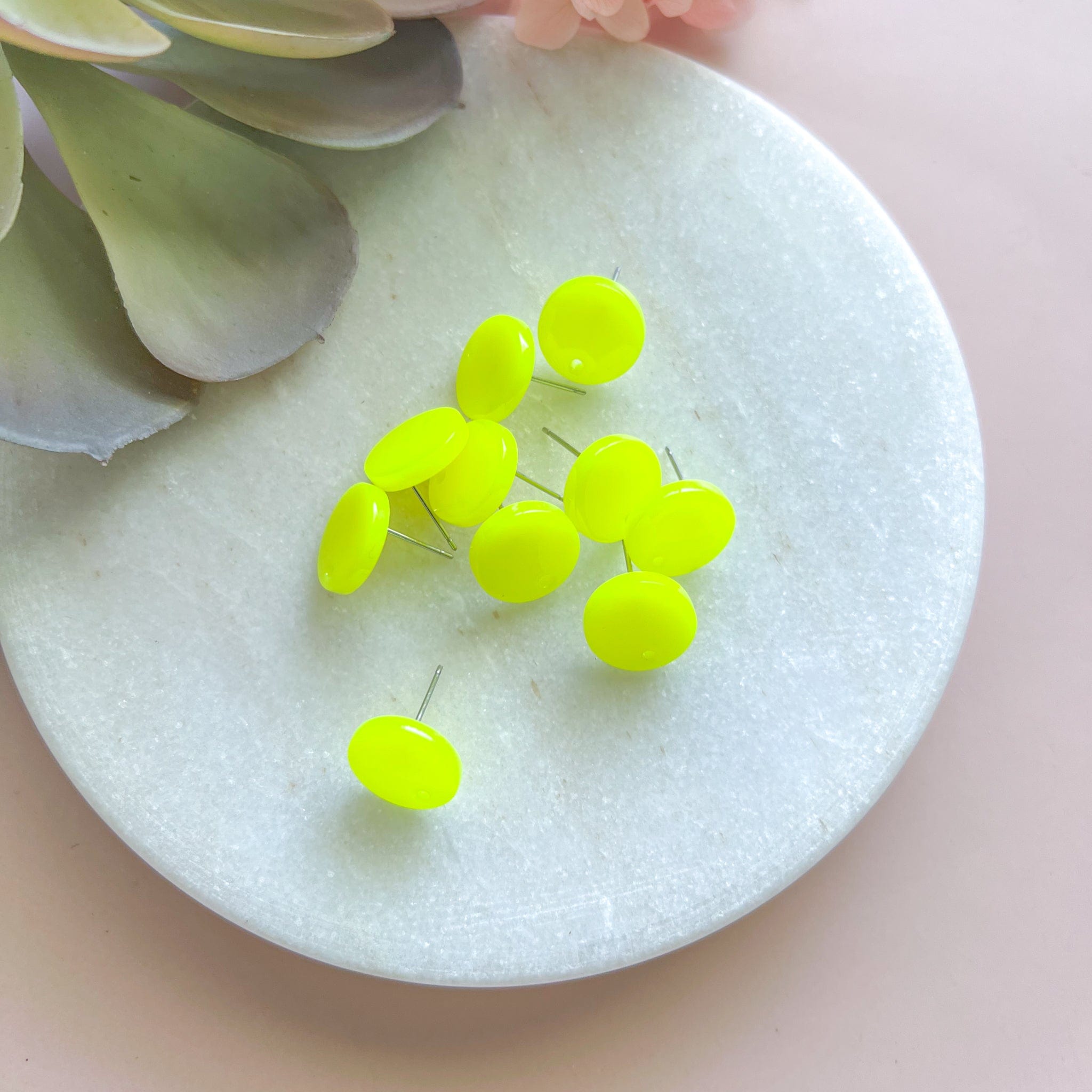 kitandco.com.au Tools Circle Acrylic Post - Fluro Yellow (10 pcs)