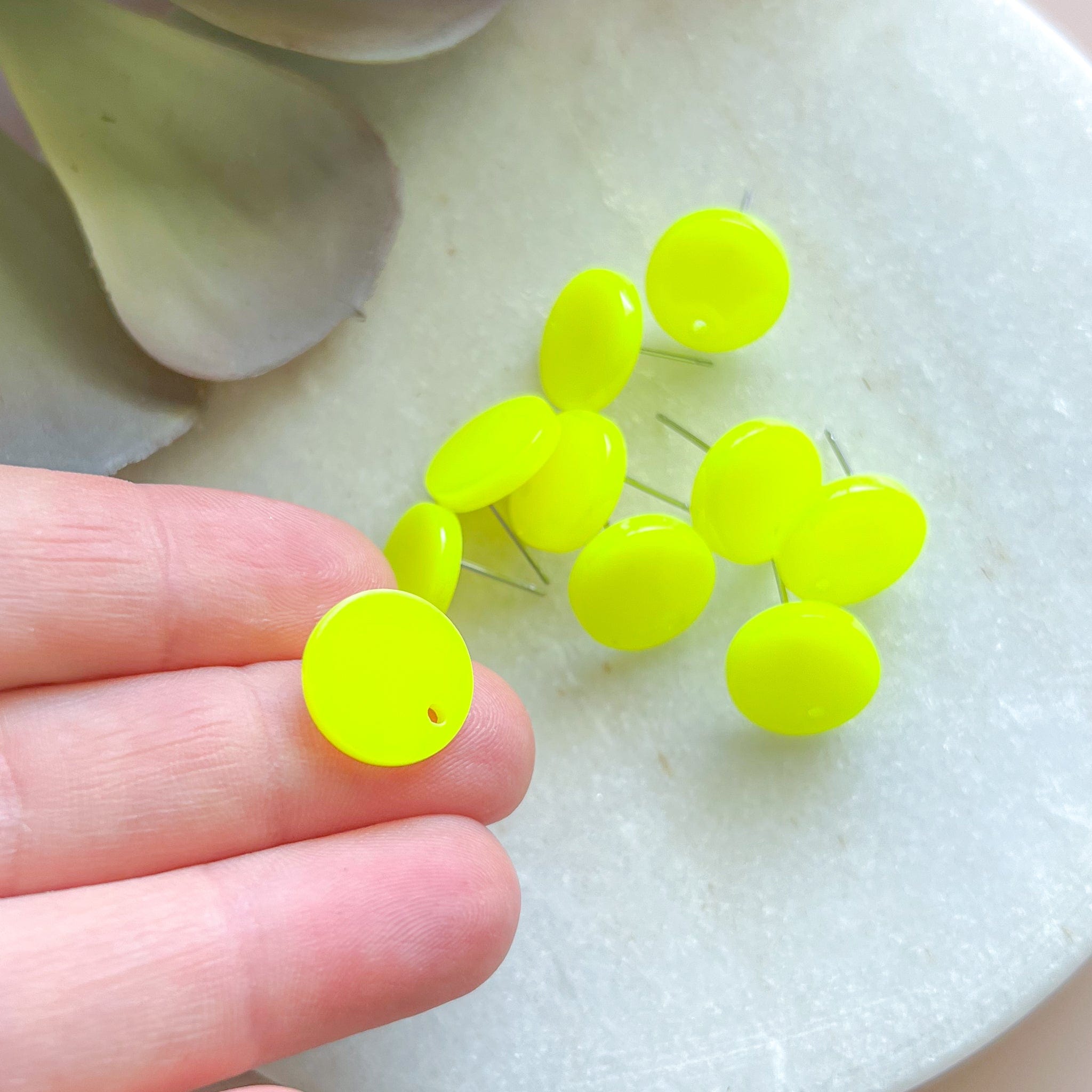 kitandco.com.au Tools Circle Acrylic Post - Fluro Yellow (10 pcs)