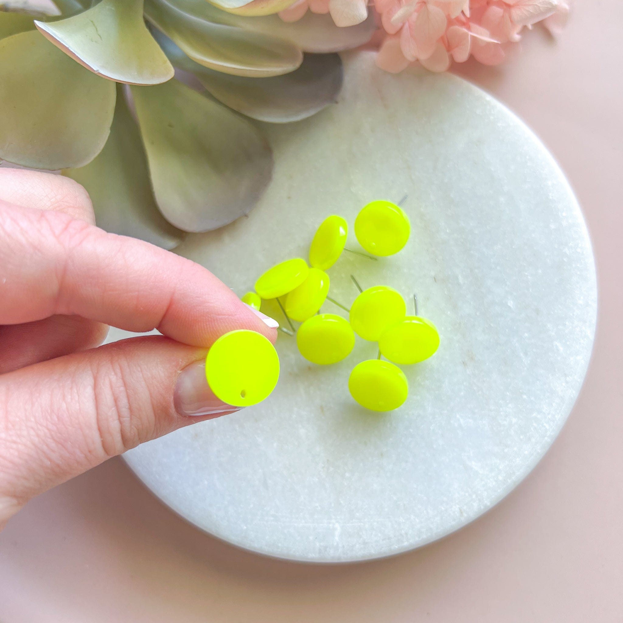 kitandco.com.au Tools Circle Acrylic Post - Fluro Yellow (10 pcs)