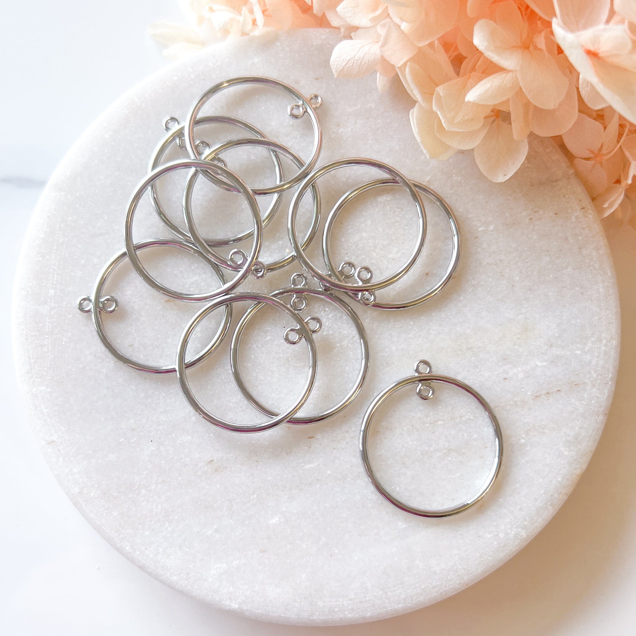 kitandco.com.au Tools Circle Bezel Charm - 10 pcs (Silver)