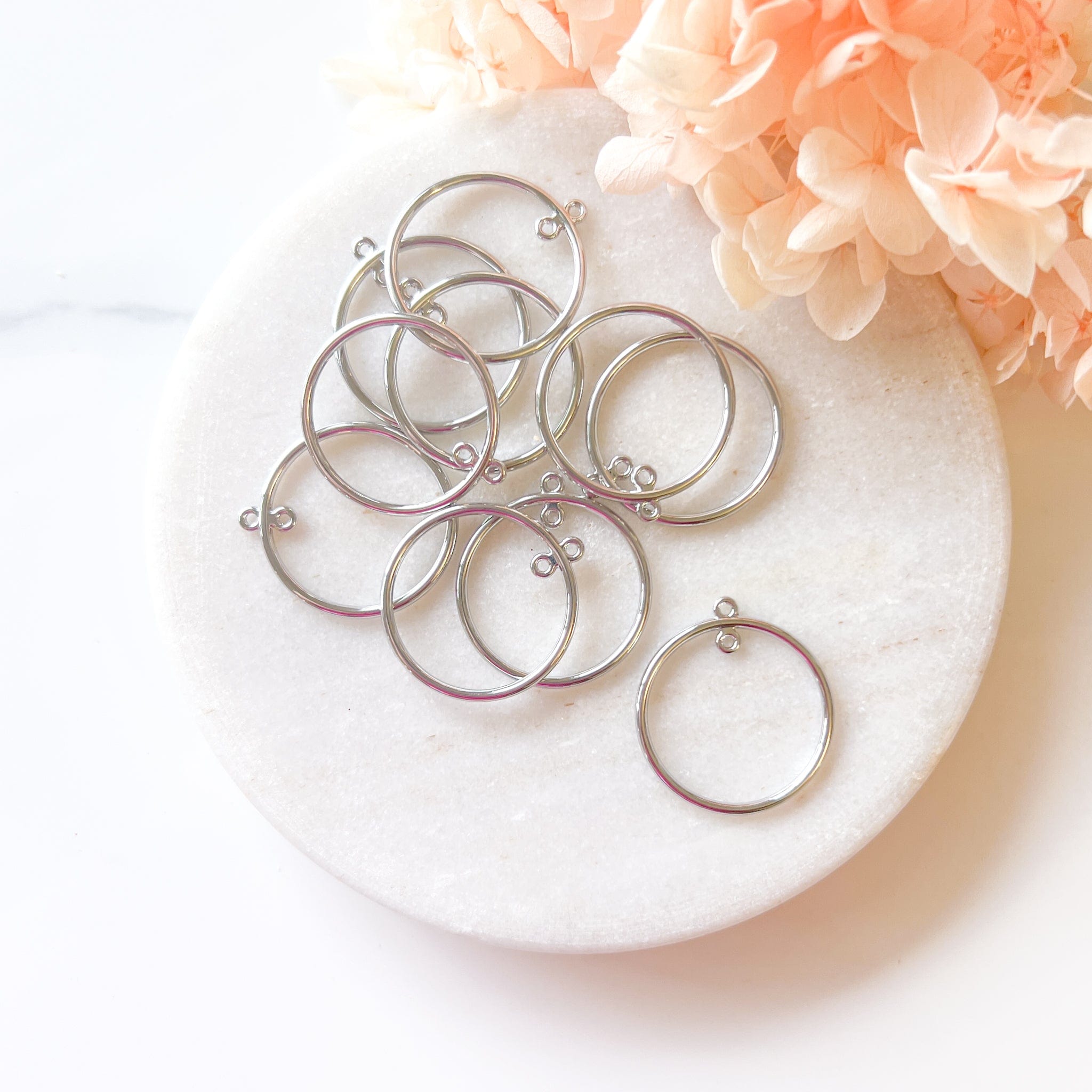 kitandco.com.au Tools Circle Bezel Charm - 10 pcs (Silver)