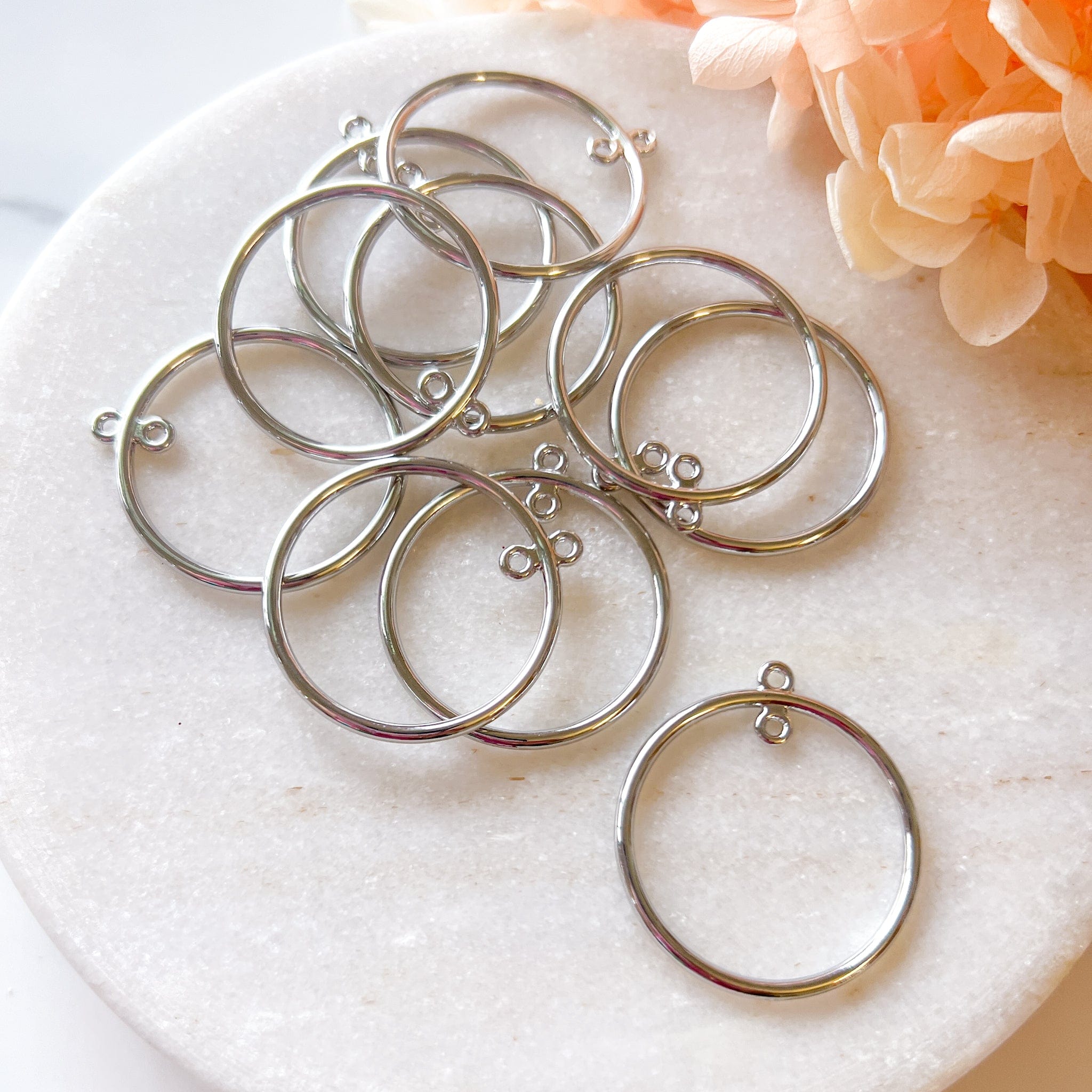 kitandco.com.au Tools Circle Bezel Charm - 10 pcs (Silver)