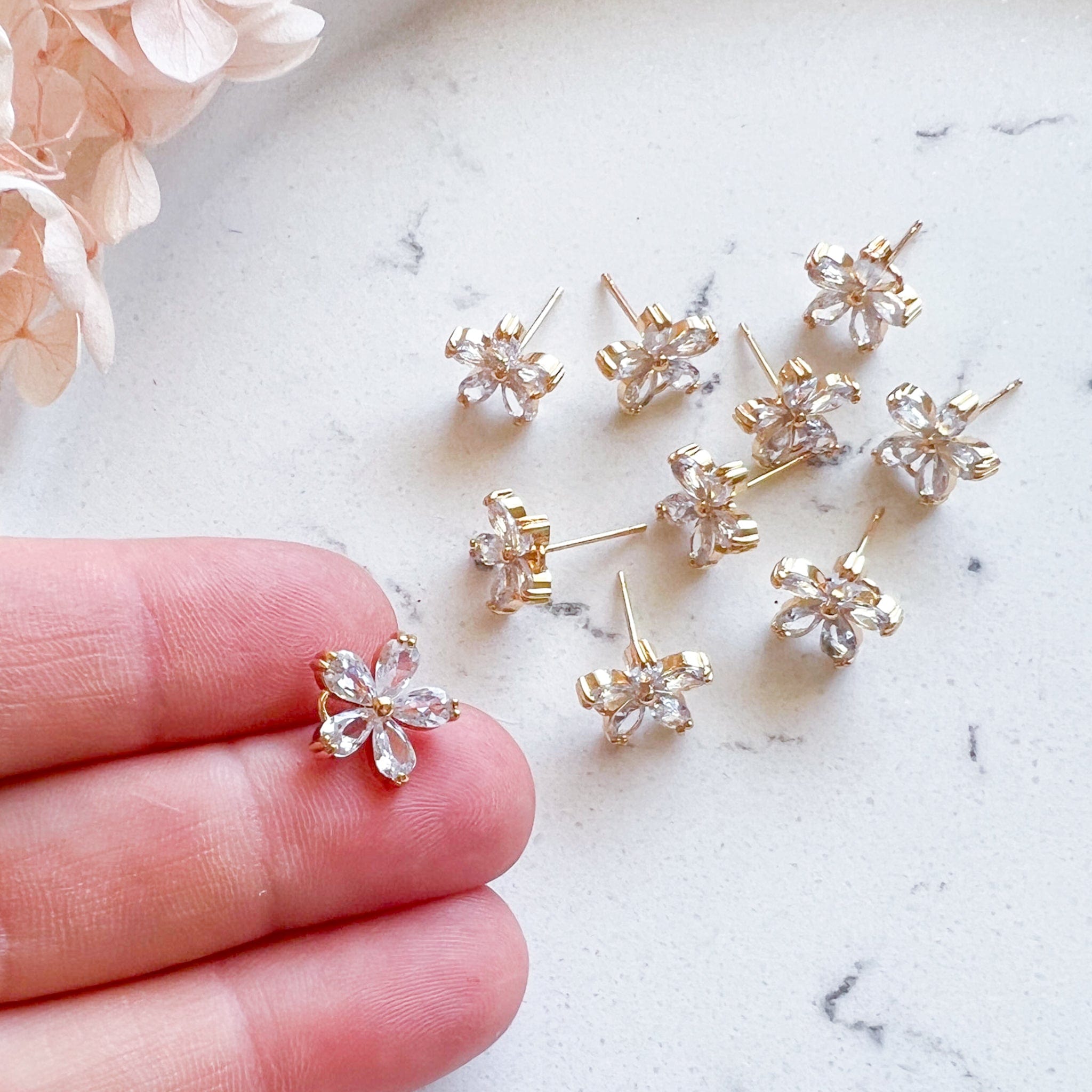 kitandco.com.au Tools "Crystal Flower"- Earring Posts (10 pcs)