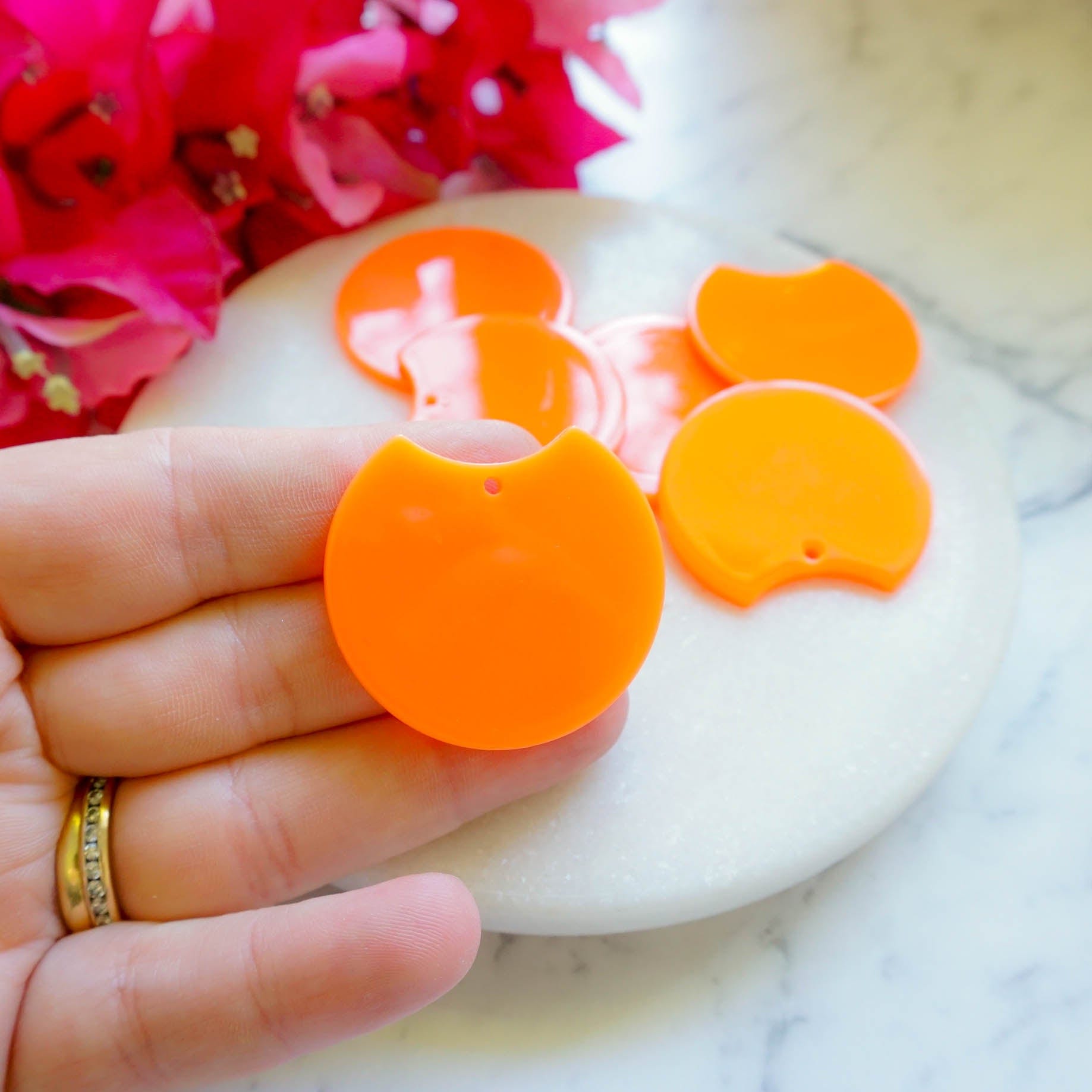 kitandco.com.au Tools Orange "Emmi" Acrylic Charm - Fluro (6pcs) DISCONTINUED