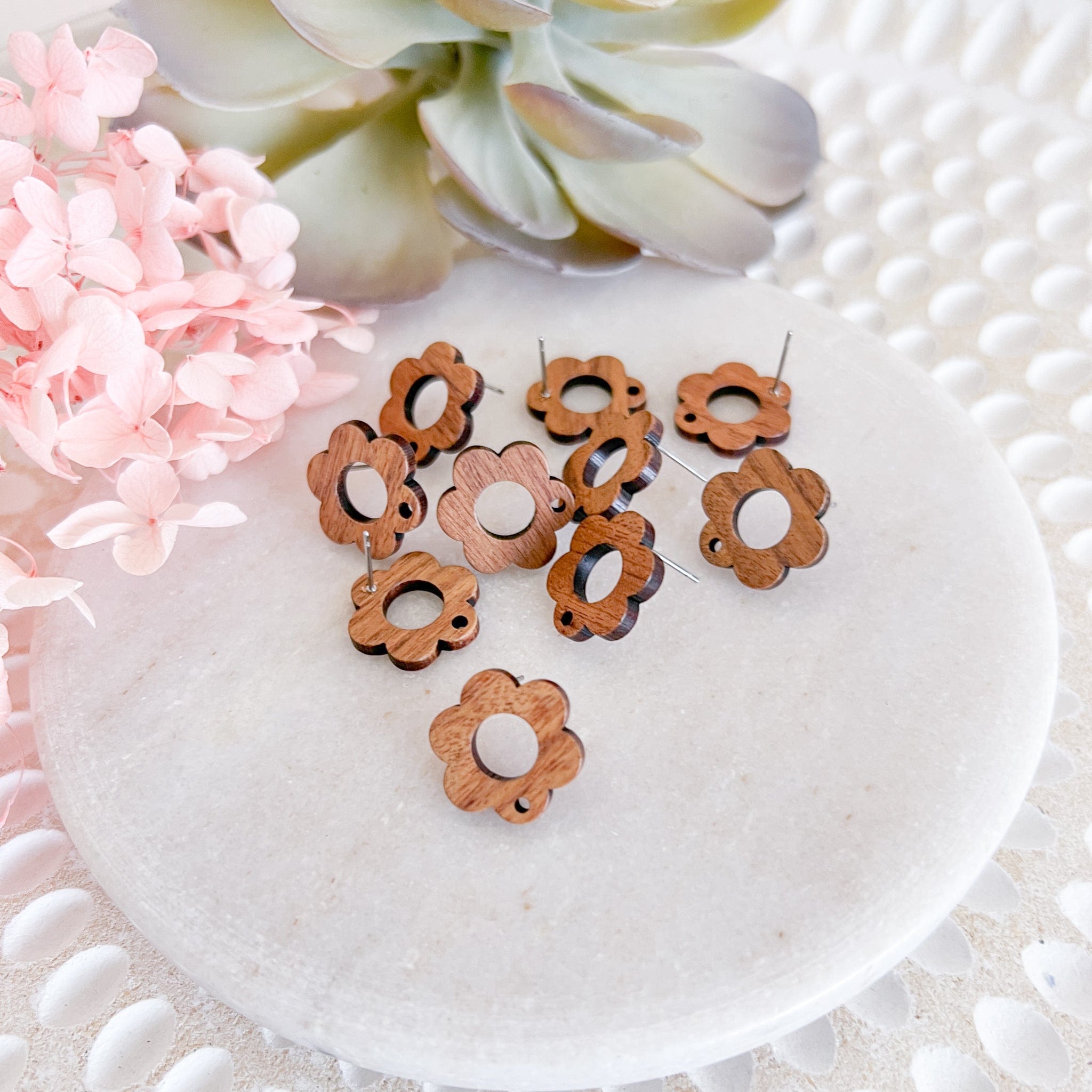 kitandco.com.au Tools "Flower" Wooden - Earring Post (10 pcs)
