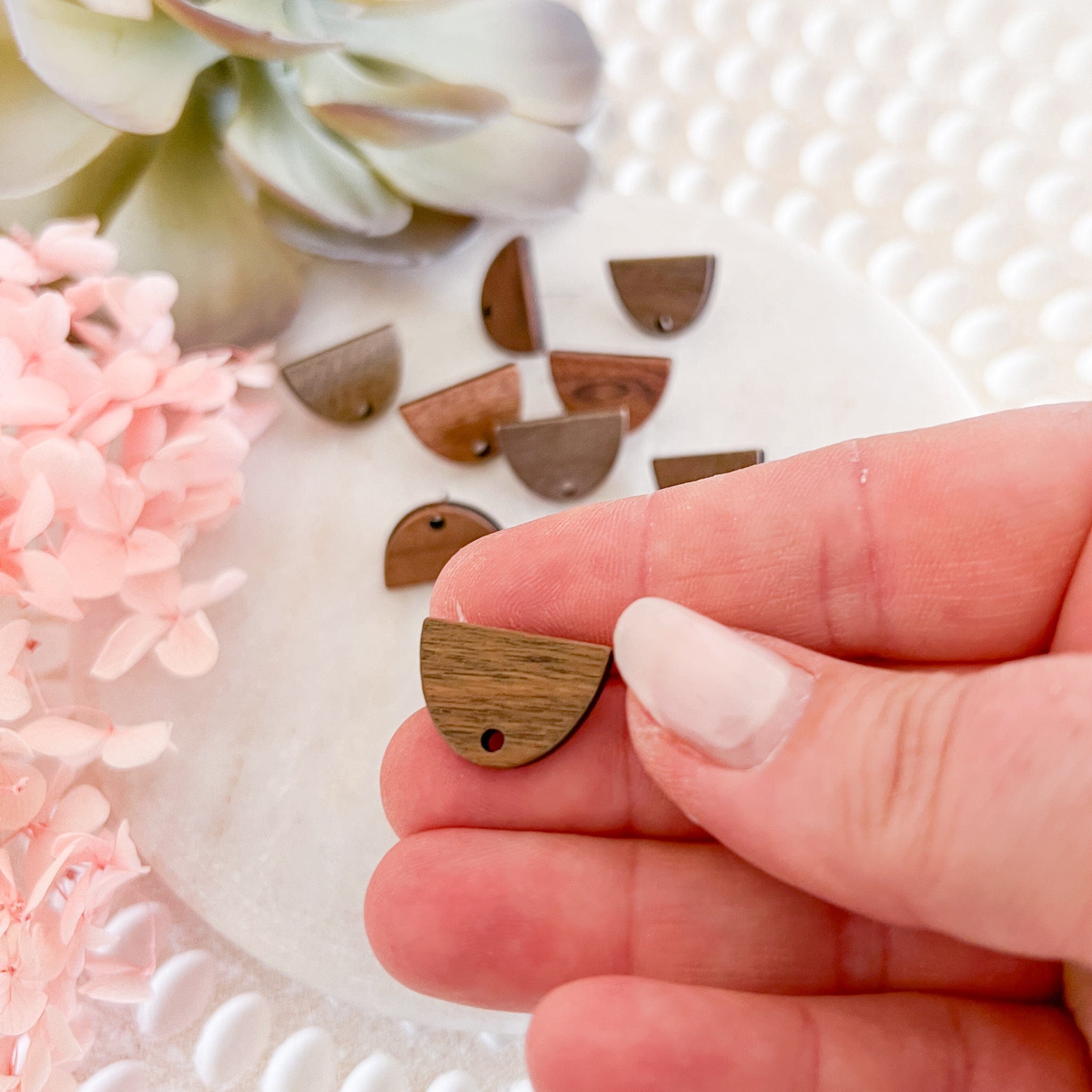 kitandco.com.au Tools "Half Oval" Wooden - Earring Post (10 pcs)