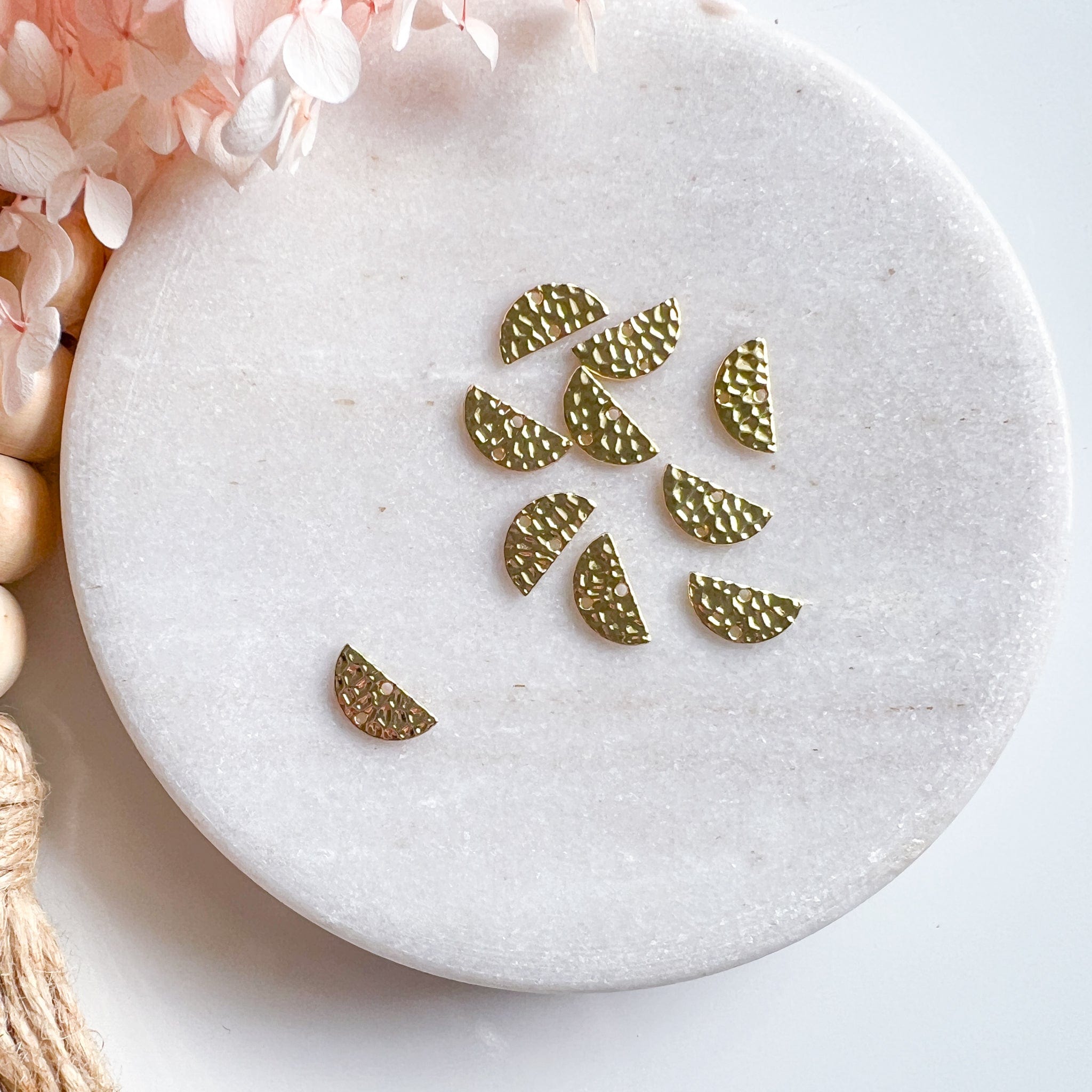 kitandco.com.au Tools Hammered Semi-Circle Connector - Gold (20pcs)